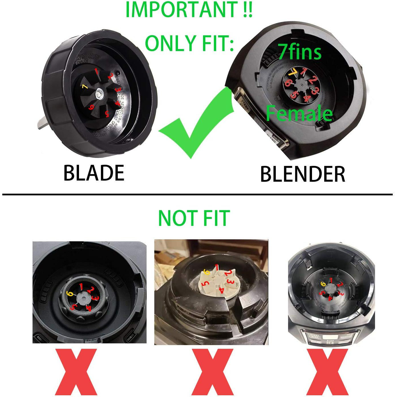 7 Fin Gears Replacement Blender Blade Fit Ninja Bn751 Bn801 Bl450-30 Bl456-30 Bl454-30 Auto Iq Pro Bl685 Bl482-30 Bl491 Bl682-30 Bl642 32Oz 24Oz 18Oz Foodi Ss351 Ss401 Cup Nutri Blender Parts