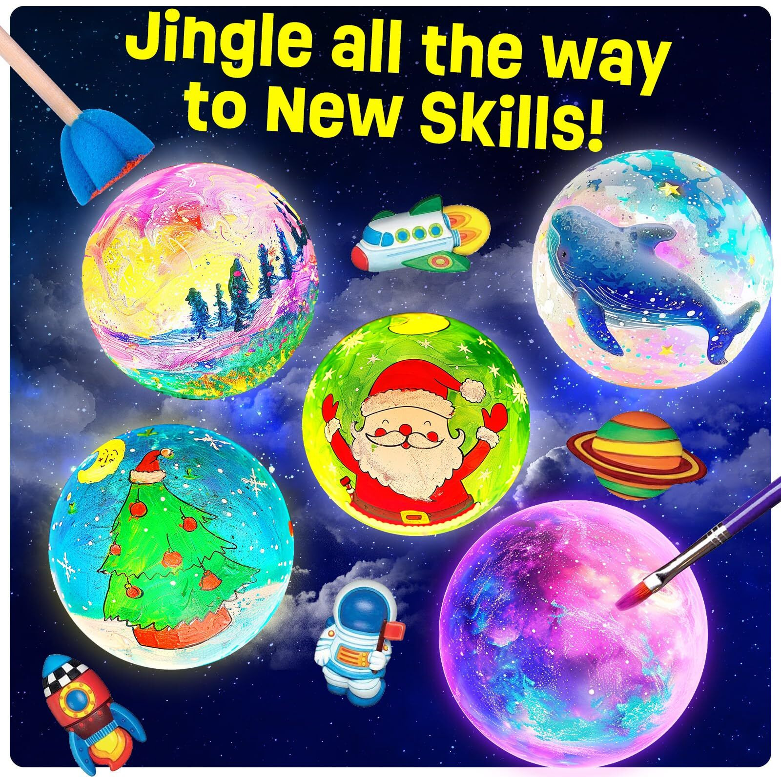Paint Your Own Moon Lamp Kit, Cool Gifts Diy 3D Space Moon Night Light, Art Supplies Arts & Crafts Kit, Arts And Crafts For Kids Ages 8-12, Toys Girls Boy Birthday Gift Ages 3 4 5 6 7 8 9 10 11 12+