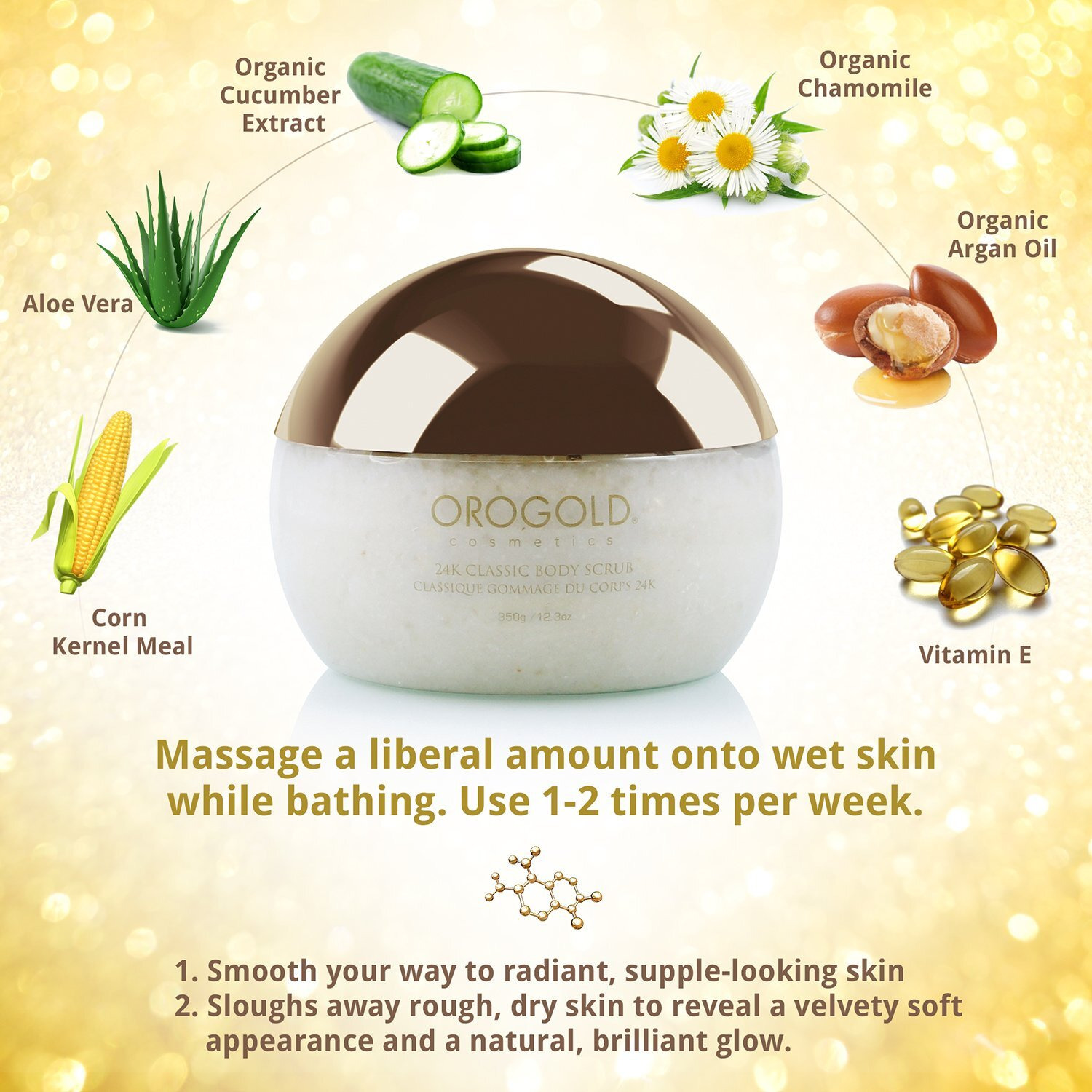 Orogold White Gold 24K Classic Body Scrub Exfoliator 275 G., 9.7 Oz.