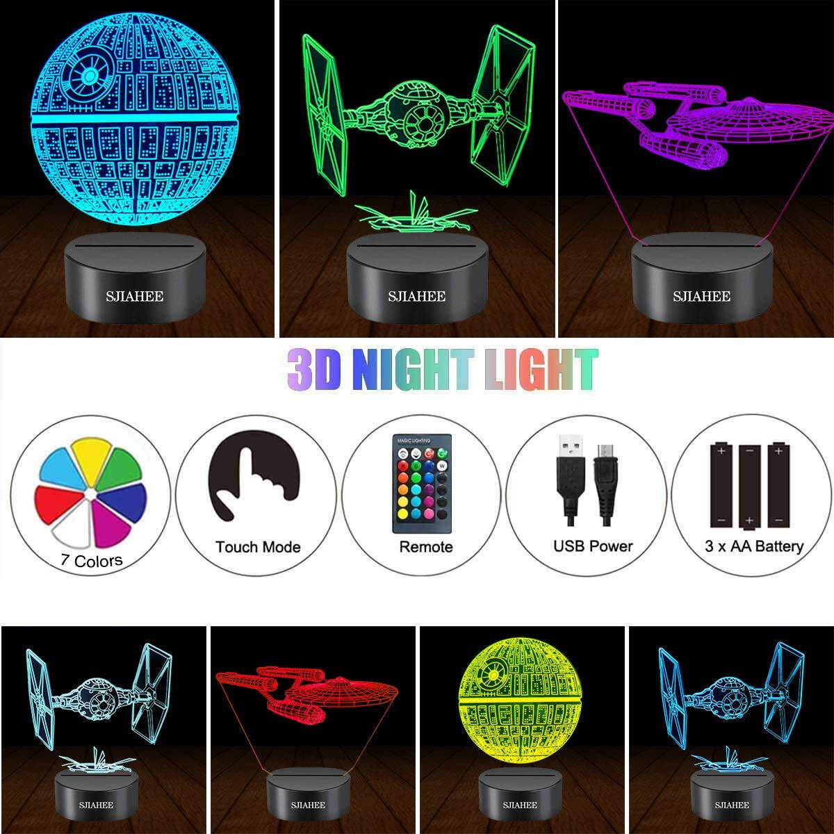 3D Star Wars Lamp -3 Patterns Night Light With Timing Remote Control And 16 Color Changing Decor Lamp, Star Wars Toys Birthday And Christmas Gifts For Boys Men Kids Fans
