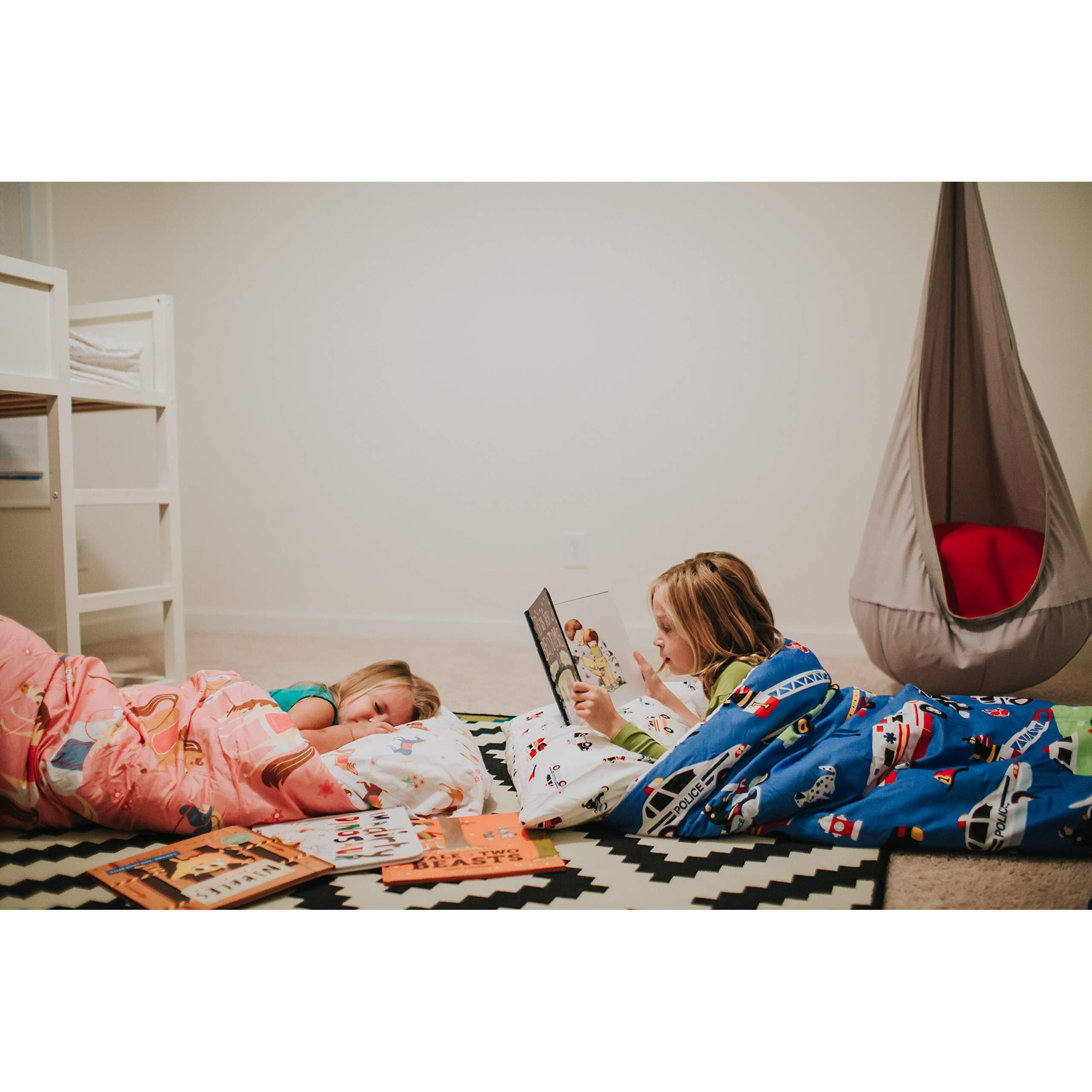 Wildkin Kids Microfiber Sleeping Bag For Boys And Girls, Includes Pillow Case And Stuff Sack, Perfect Size For Slumber Parties, Camping And Overnight Travel (Heroes) , Blue