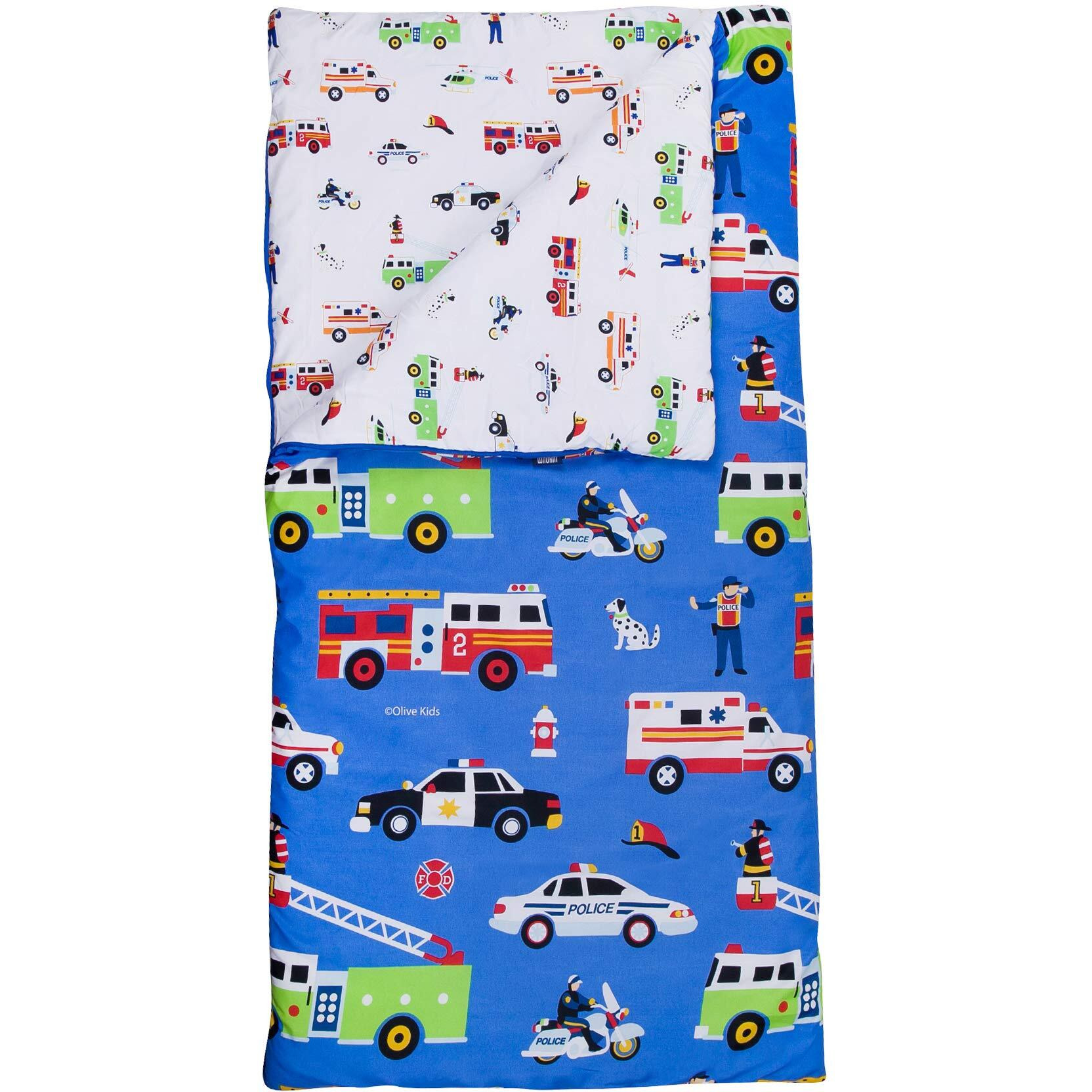 Wildkin Kids Microfiber Sleeping Bag For Boys And Girls, Includes Pillow Case And Stuff Sack, Perfect Size For Slumber Parties, Camping And Overnight Travel (Heroes) , Blue