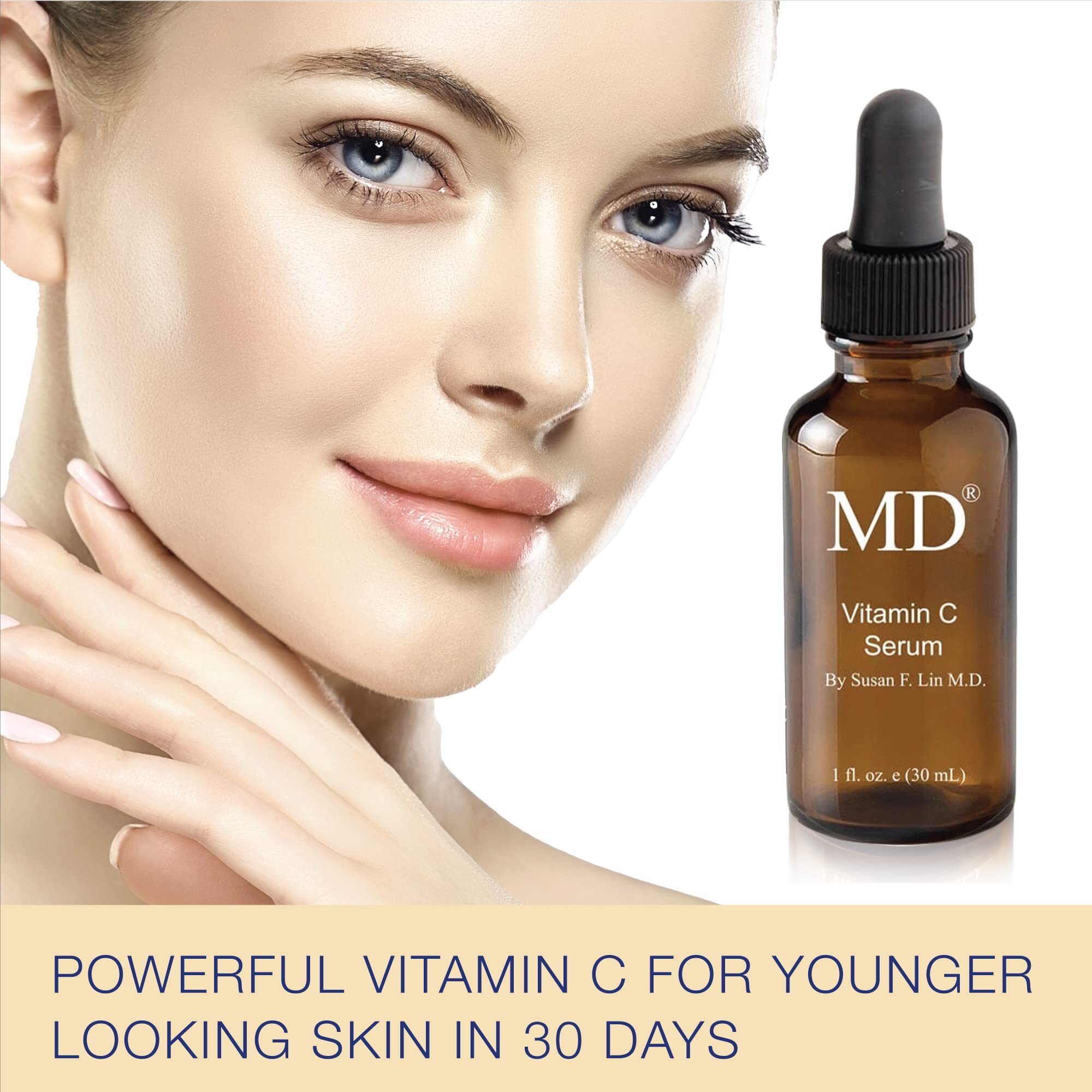 Md Factor Face Serum - Anti-Aging Face Serum With Vitamin C In L-Ascorbic Acid Form For Face & Body - Ideal For Fine Lines & Wrinkles Removal, Dark Spot Reduction & Collagen Production