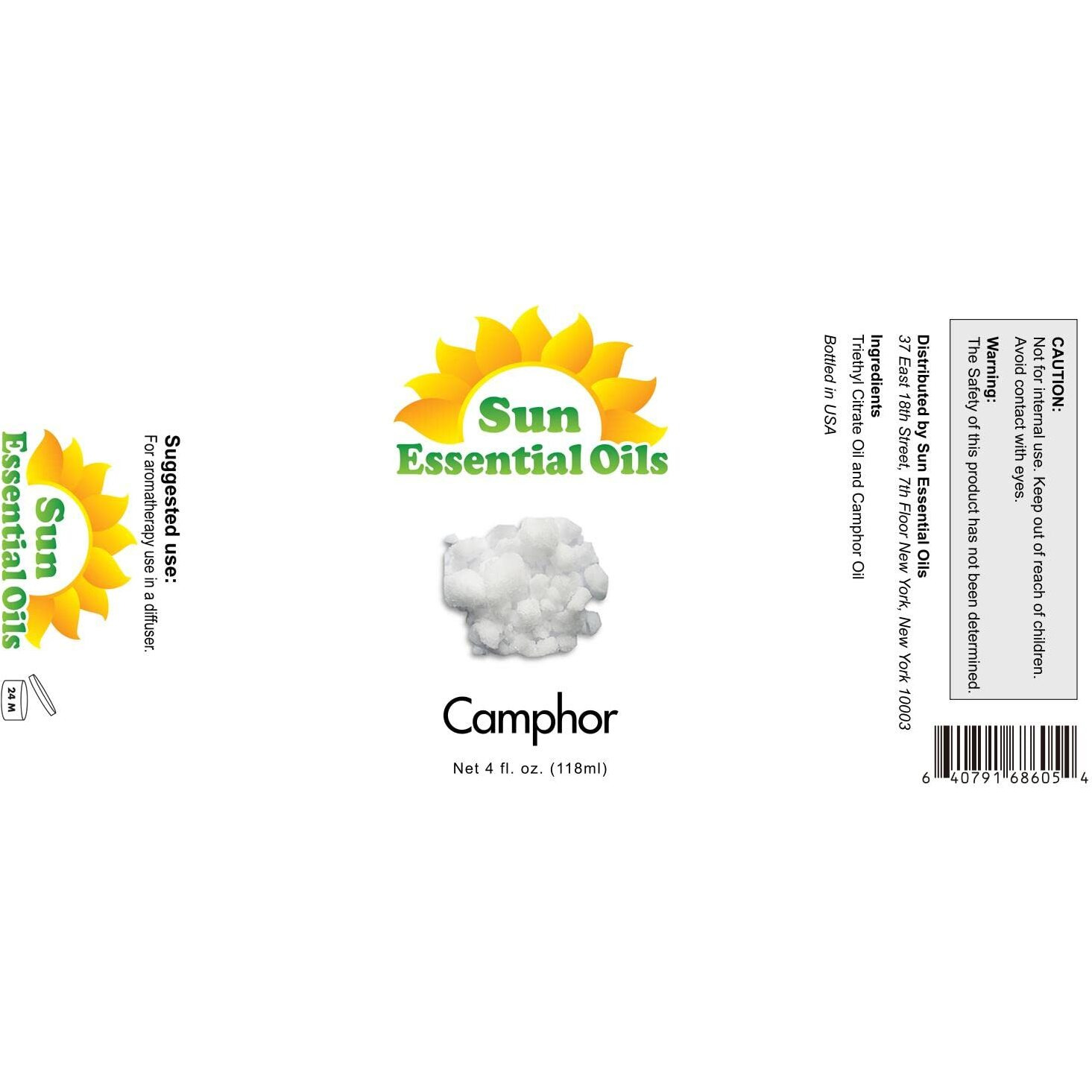 Sun Essential Oils - Camphor Essential Oil - 4 Fluid Ounces (Pack Of 1) - Camphor Oil - Aromatherapy Oils - Camphor Oil For Diffuser
