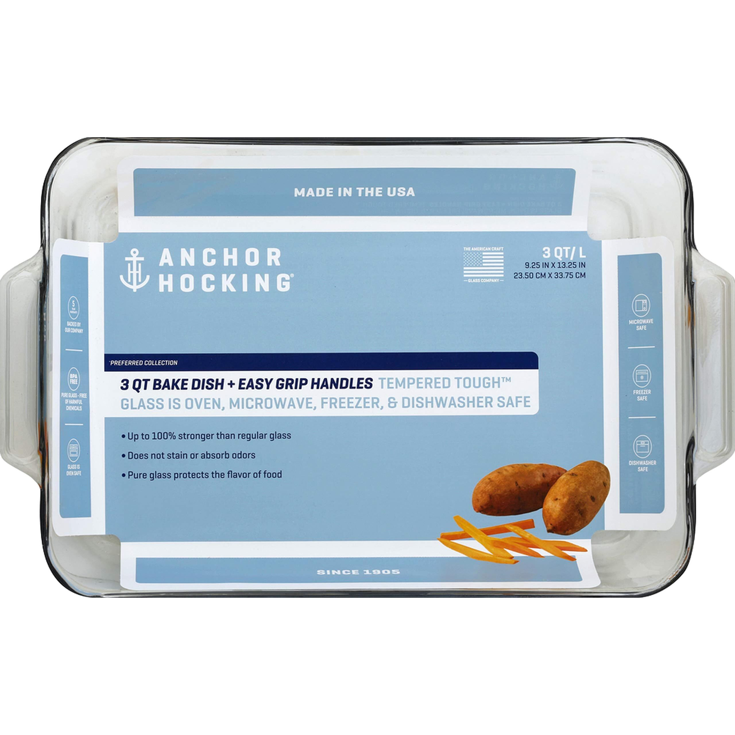 Anchor Hocking Bake Dish, 3 Quart, Clear