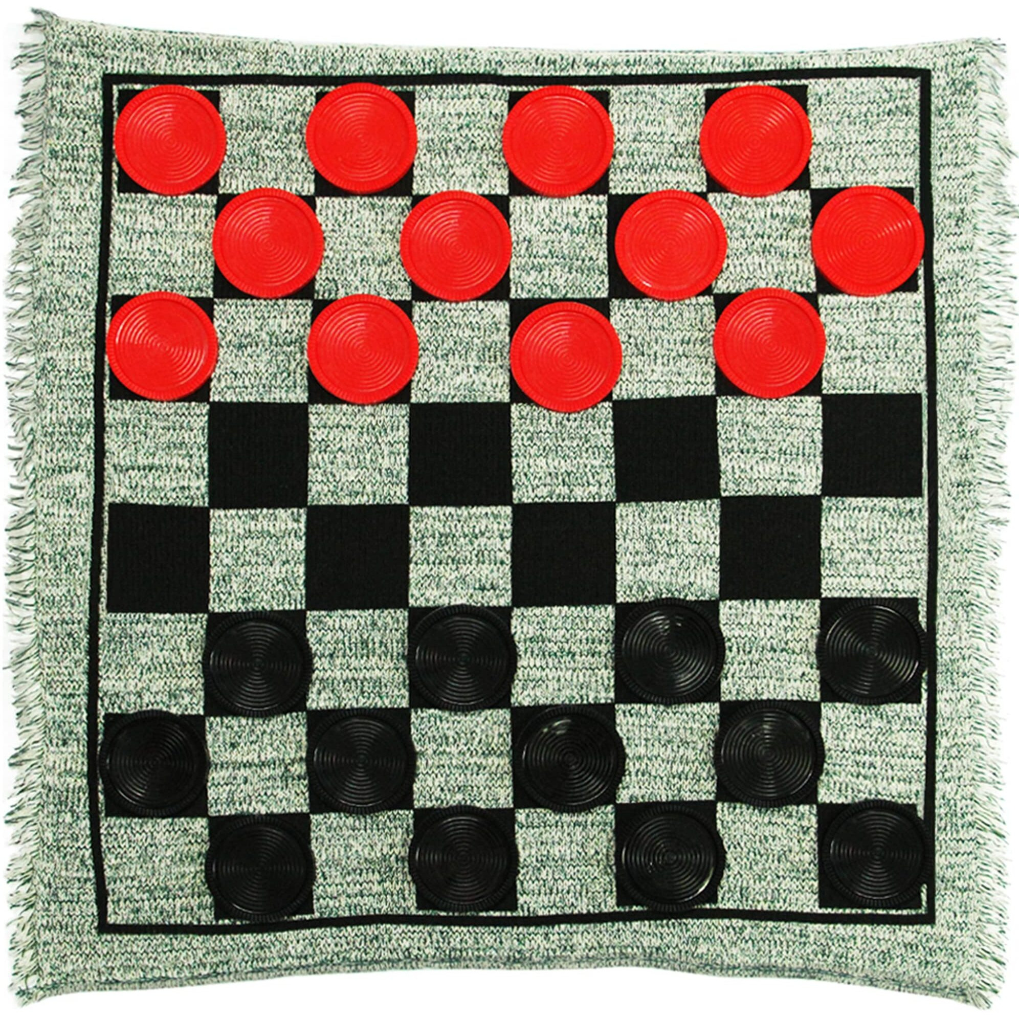Lulu Home Jumbo Checkers, Giant 3-In-1 Checkers Game Rug Board Game Set, 2 Players