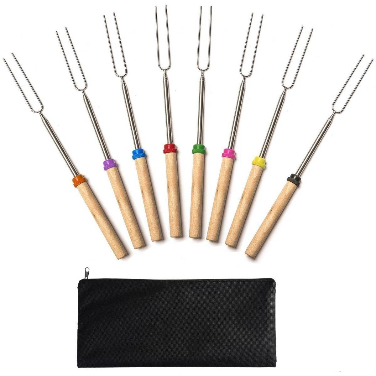 Jtshy Marshmallow Roasting Sticks,Marshmallow Sticks Kit Extending Roaster 32 Inch Set Of 8 Telescoping Stainless Steel. Smores Skewers & Hot Dog Forks Kids Camping Campfire Fire Pit Accessories.