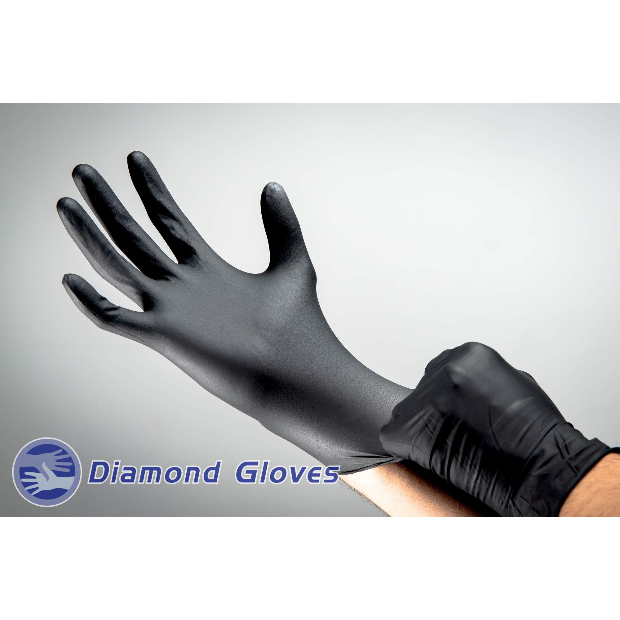 Diamond Gloves Black Advance Powder-Free Nitrile Examination Gloves, 6.3 Mil, Heavy Duty, Medical Grade, 100 Count Xxl