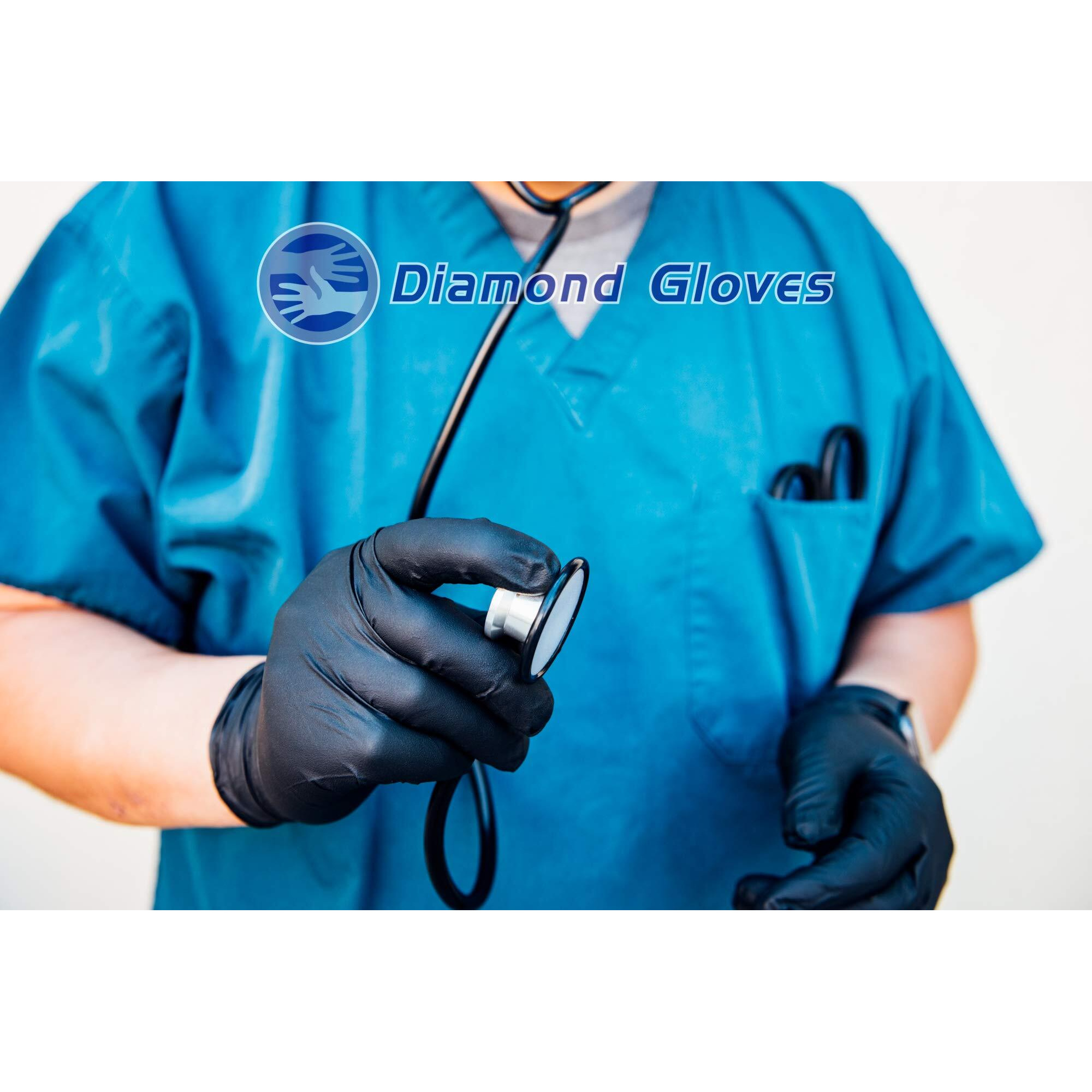 Diamond Gloves Black Advance Powder-Free Nitrile Examination Gloves, 6.3 Mil, Heavy Duty, Medical Grade, 100 Count Xxl
