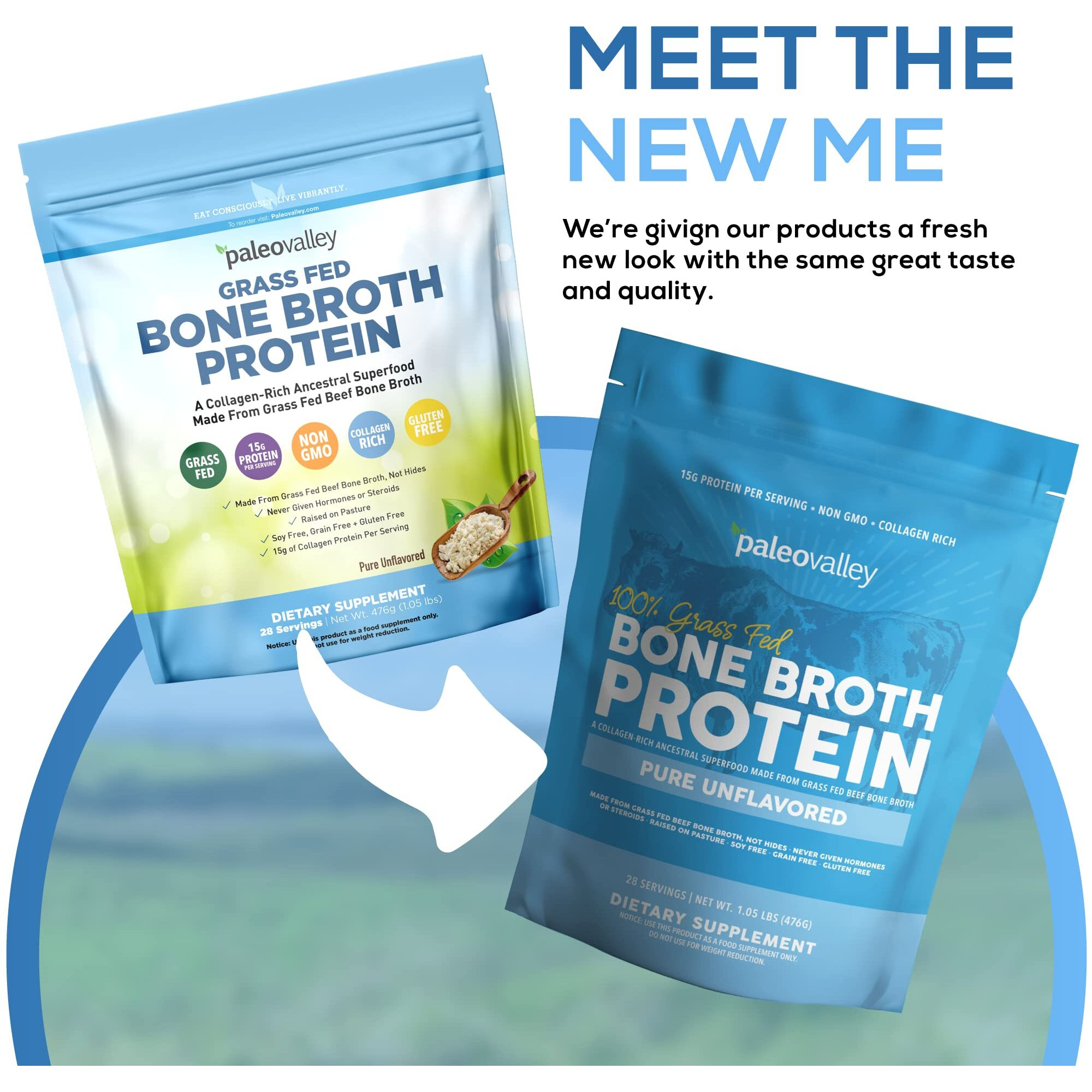 Paleovalley 100% Grass Fed Beef Bone Broth Protein Powder - Rich In Collagen Peptides For Hair, Skin, Gut Health, Bone And Joint Support - 28 Servings, 15G Protein Per Serving - No Gluten Or Gmos