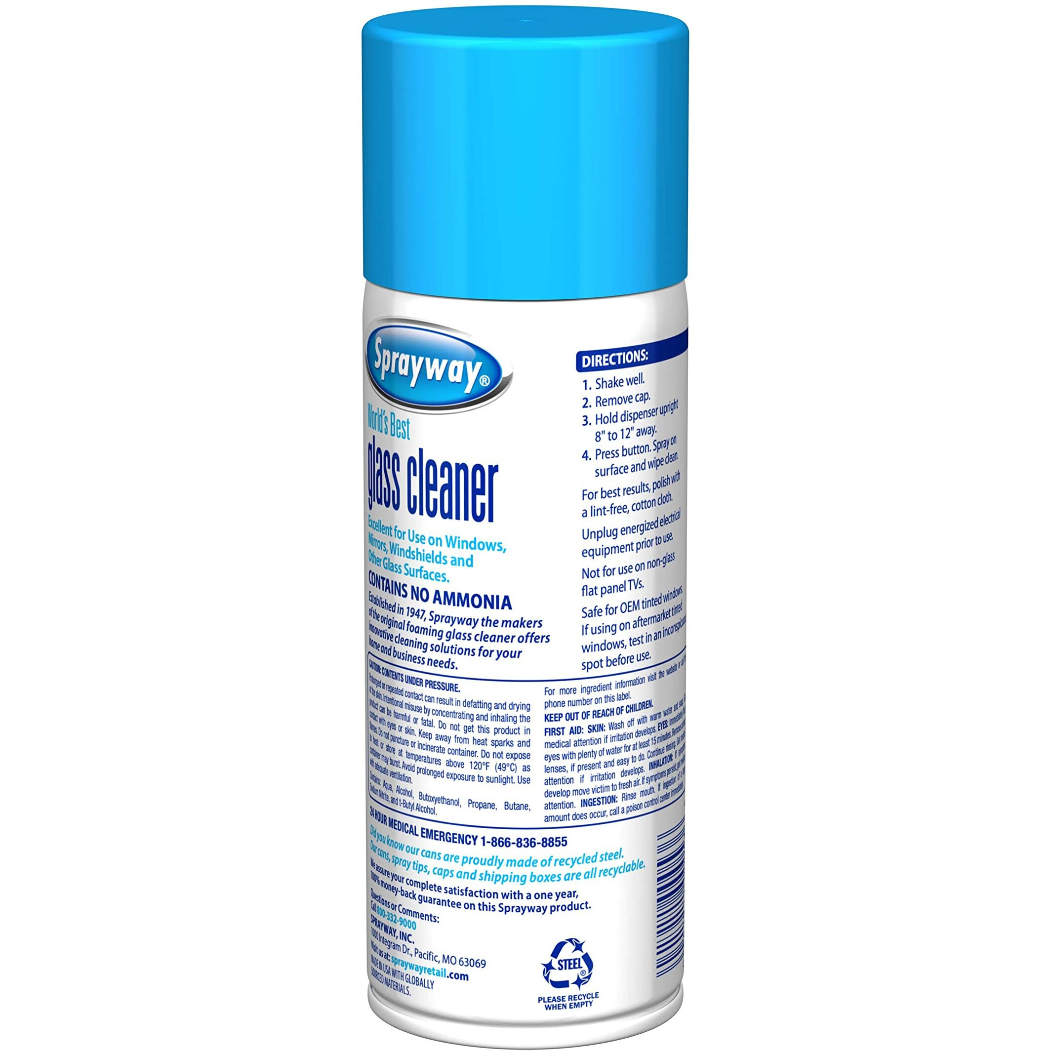 Sprayway Ammonia-Free Glass Cleaner, Foaming Action - Streakless Shine, 15 Ounce (Pack Of 1)