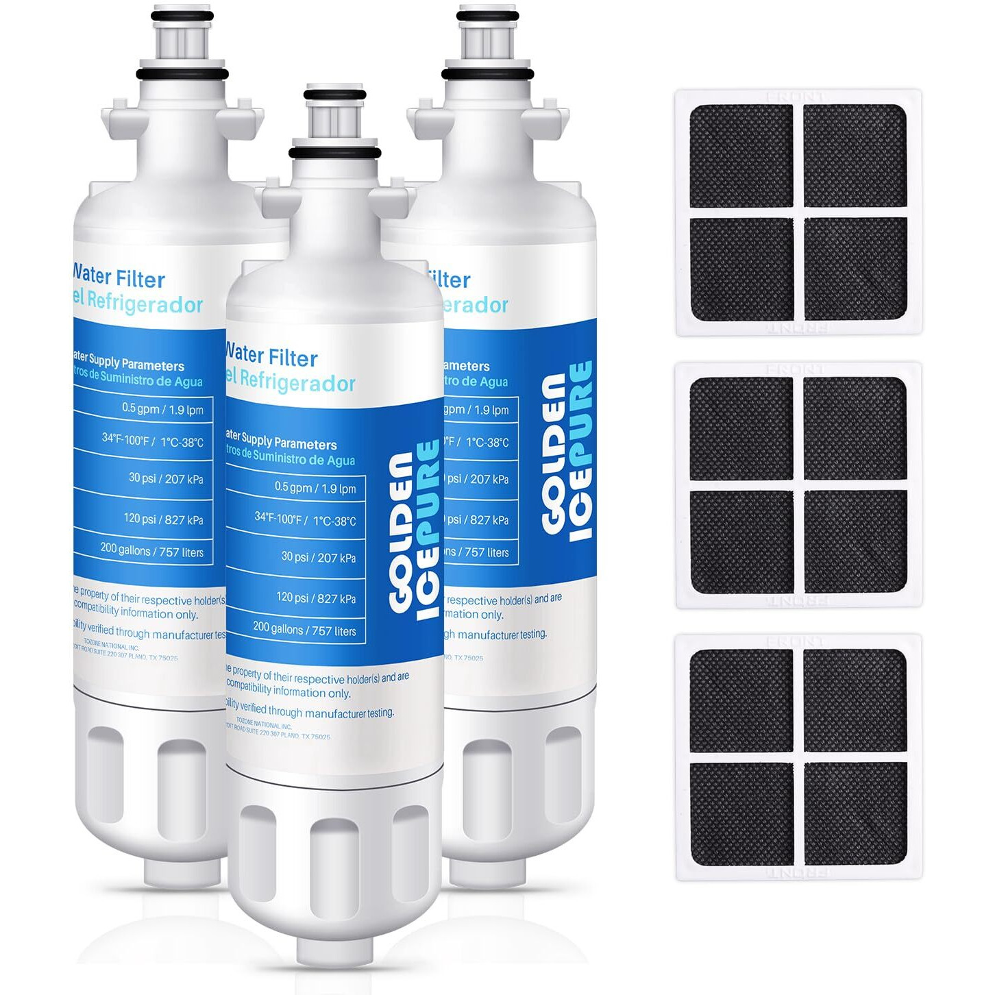Golden Icepure Lglt700P Replacement For Kenmore 469690, Lg Adq36006101 Rwf1200A Water Filter Air Filter Lt120F, 469918 Refrigerator Lfx31945St, Lfx31925St, Lfx30766S, Lfxc24726, Lfxs24623 Combo, 3Pack