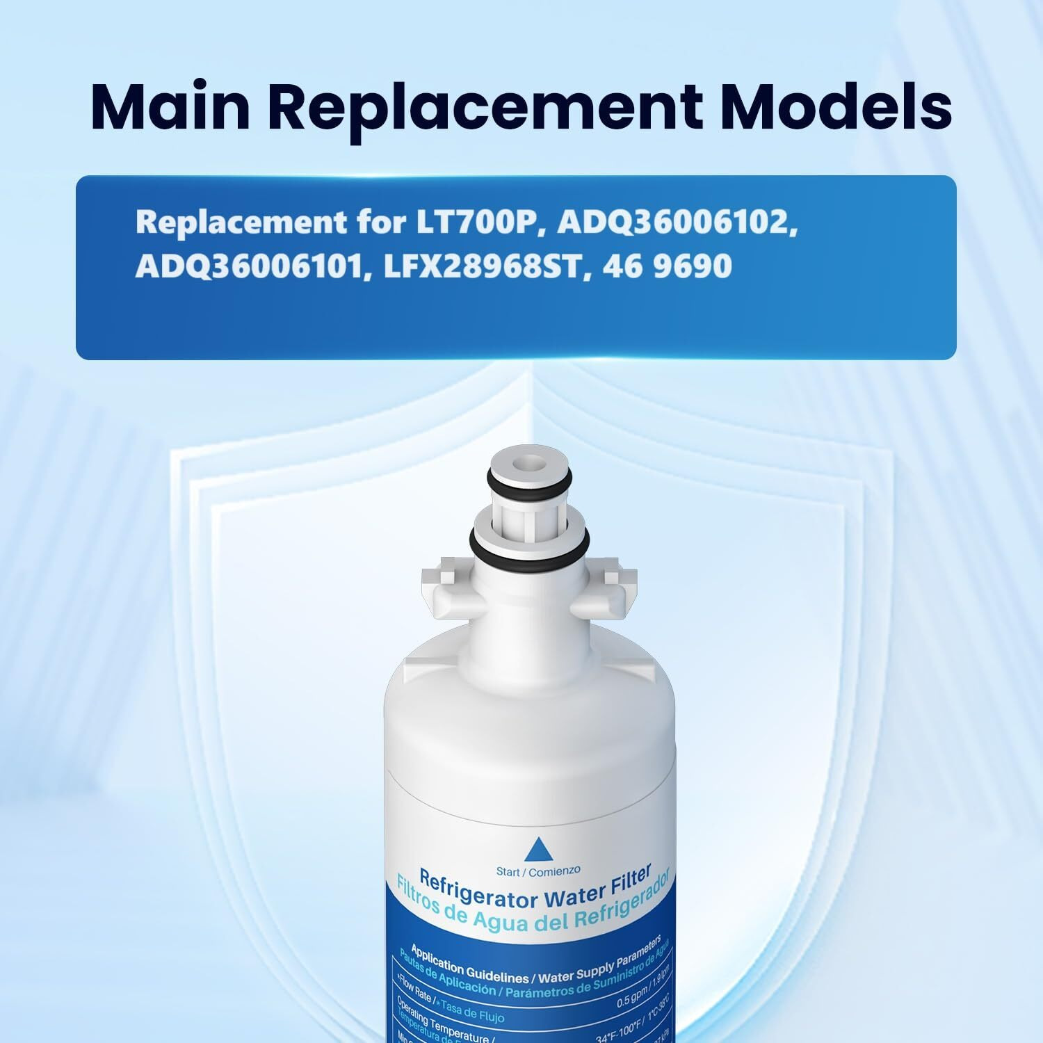 Golden Icepure Lglt700P Replacement For Kenmore 469690, Lg Adq36006101 Rwf1200A Water Filter Air Filter Lt120F, 469918 Refrigerator Lfx31945St, Lfx31925St, Lfx30766S, Lfxc24726, Lfxs24623 Combo, 3Pack