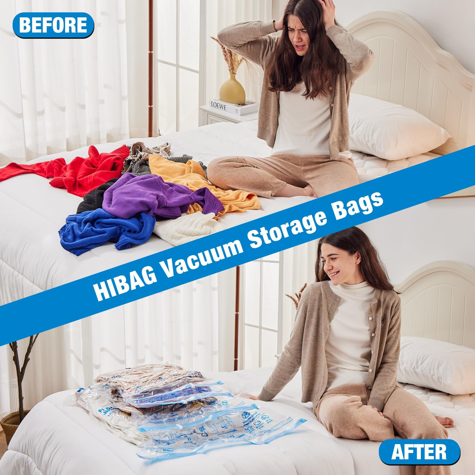 Vacuum Storage Bags, Space Saver Vacuum Seal Storage Bags 20-Pack Sealer Bags For Clothes, Clothing, Bedding, Comforter, Blanket (20C)