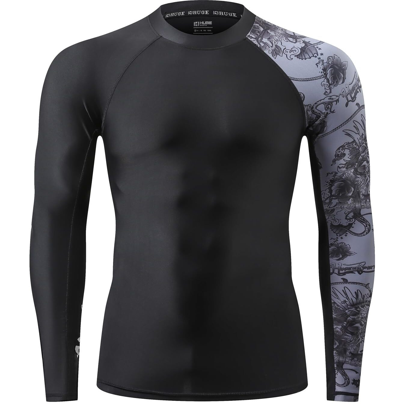 Huge Sports Men's Splice Uv Sun Protection Upf 50+ Skins Rash Guard Long Sleeves (Piracy, Xl)