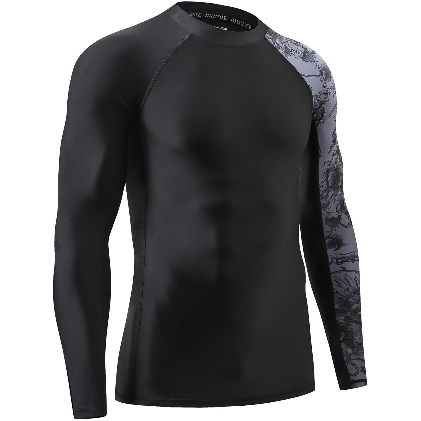 Huge Sports Men's Splice Uv Sun Protection Upf 50+ Skins Rash Guard Long Sleeves (Piracy, Xl)