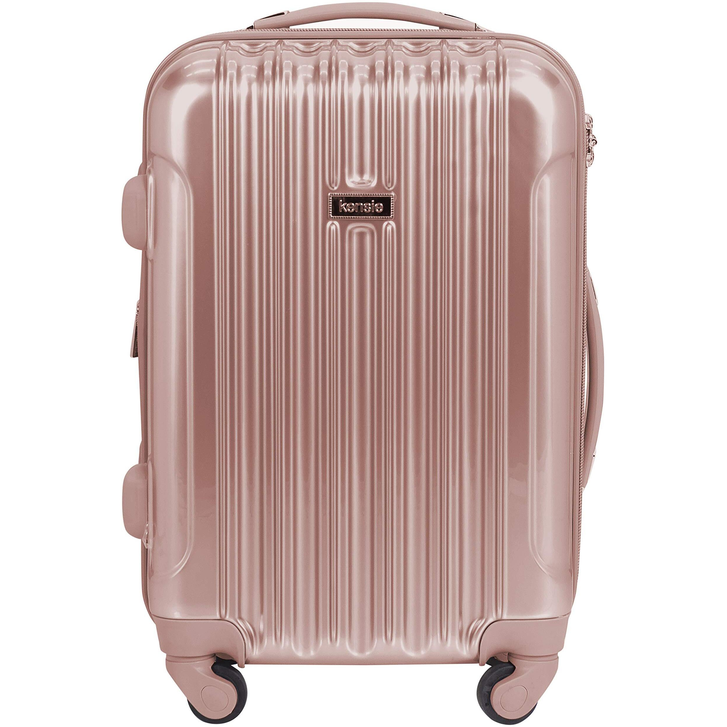 Kensie Women's Alma Hardside Spinner Luggage, Rose Gold, Carry-On 20-Inch
