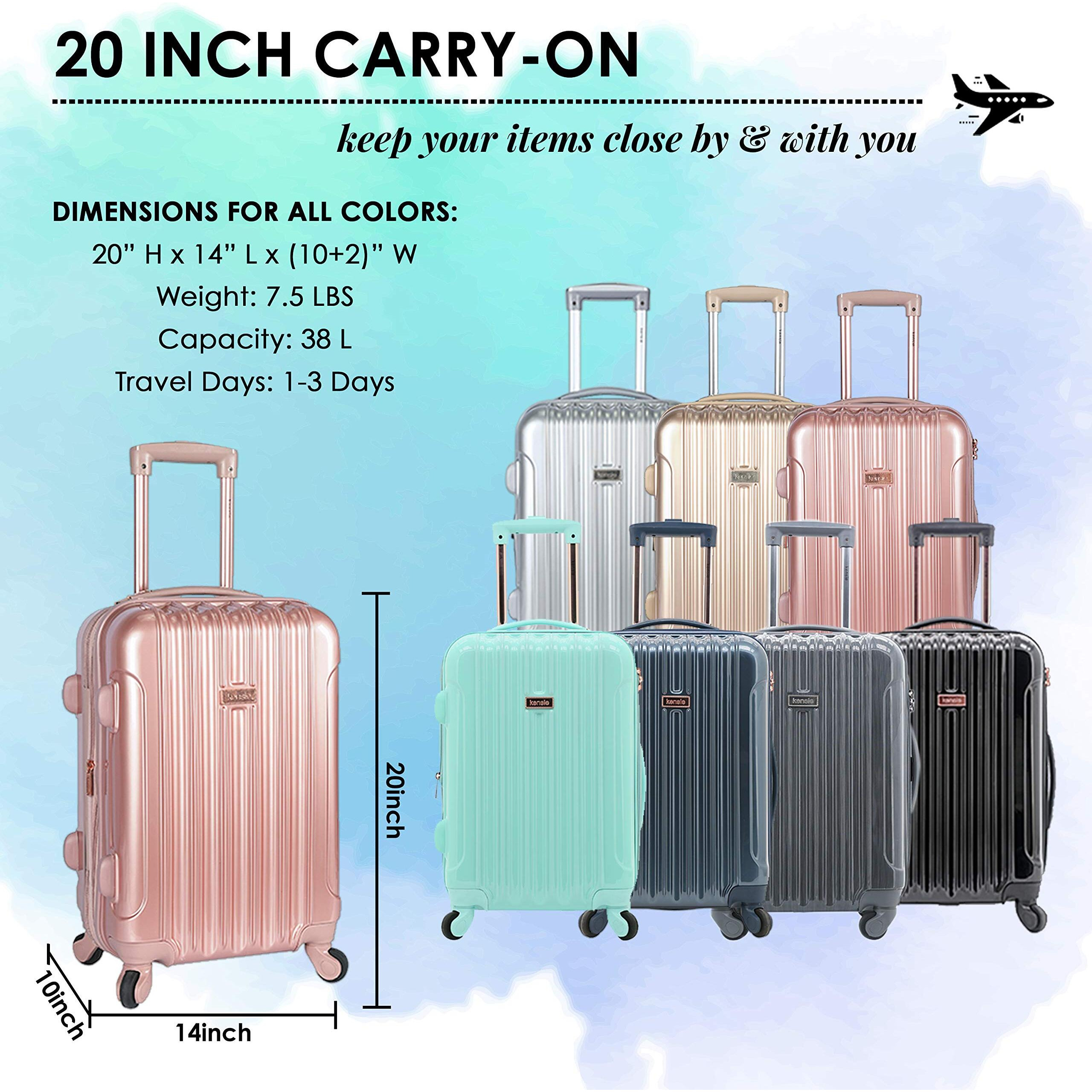 Kensie Women's Alma Hardside Spinner Luggage, Rose Gold, Carry-On 20-Inch