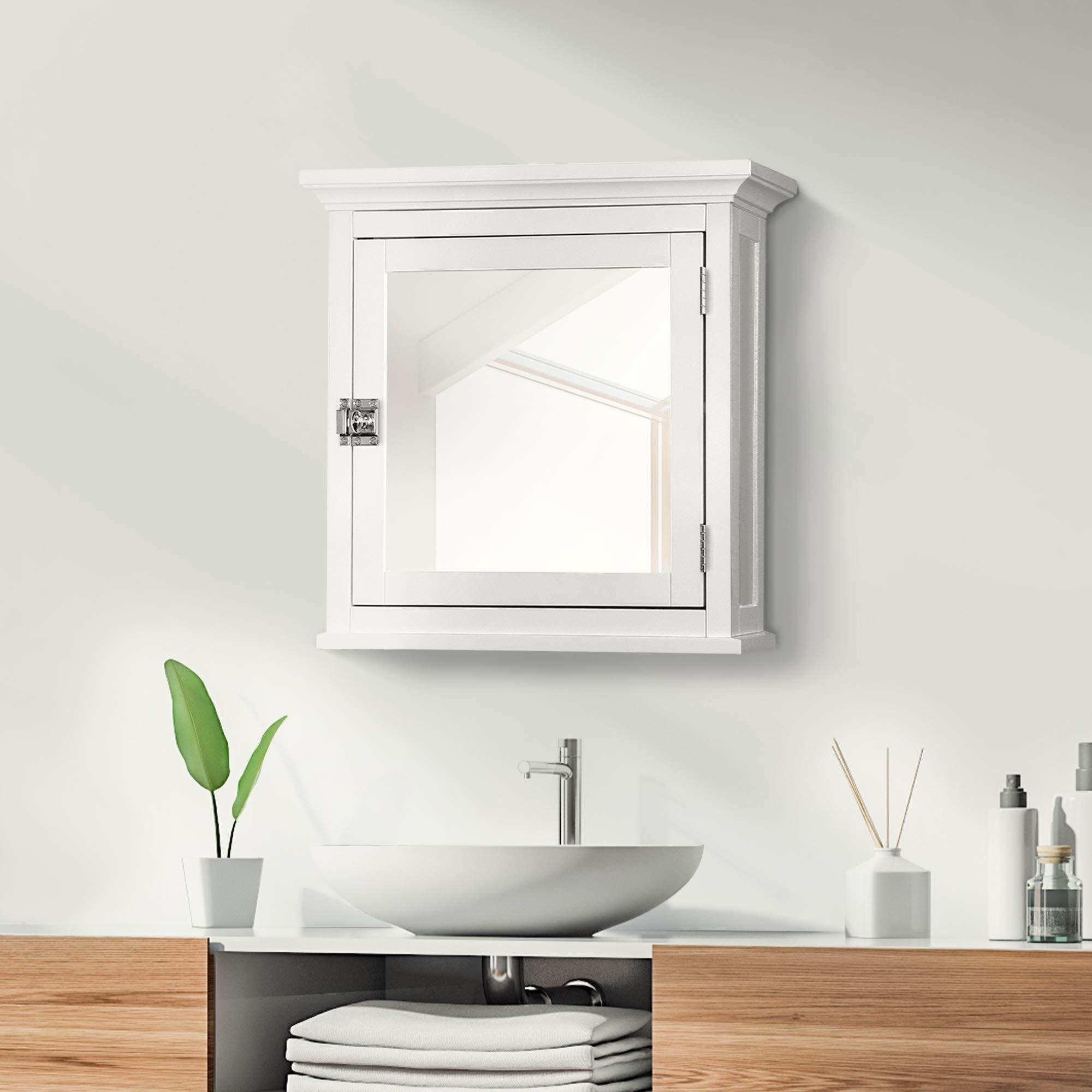 Teamson Home Madison Removable Wooden Medicine Cabinet With Mirrored Door, White