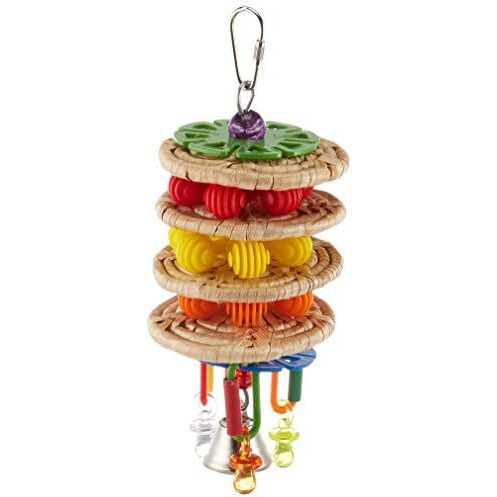 Super Bird Creations Sb765 Triple Decker Bird Toy For Medium Sized Pet Birds - Ringnecks, Medium Conures, Cockatiels, Caiques, Pionus, Senegals - Bird Safe Component And Design - 8"" X 3""