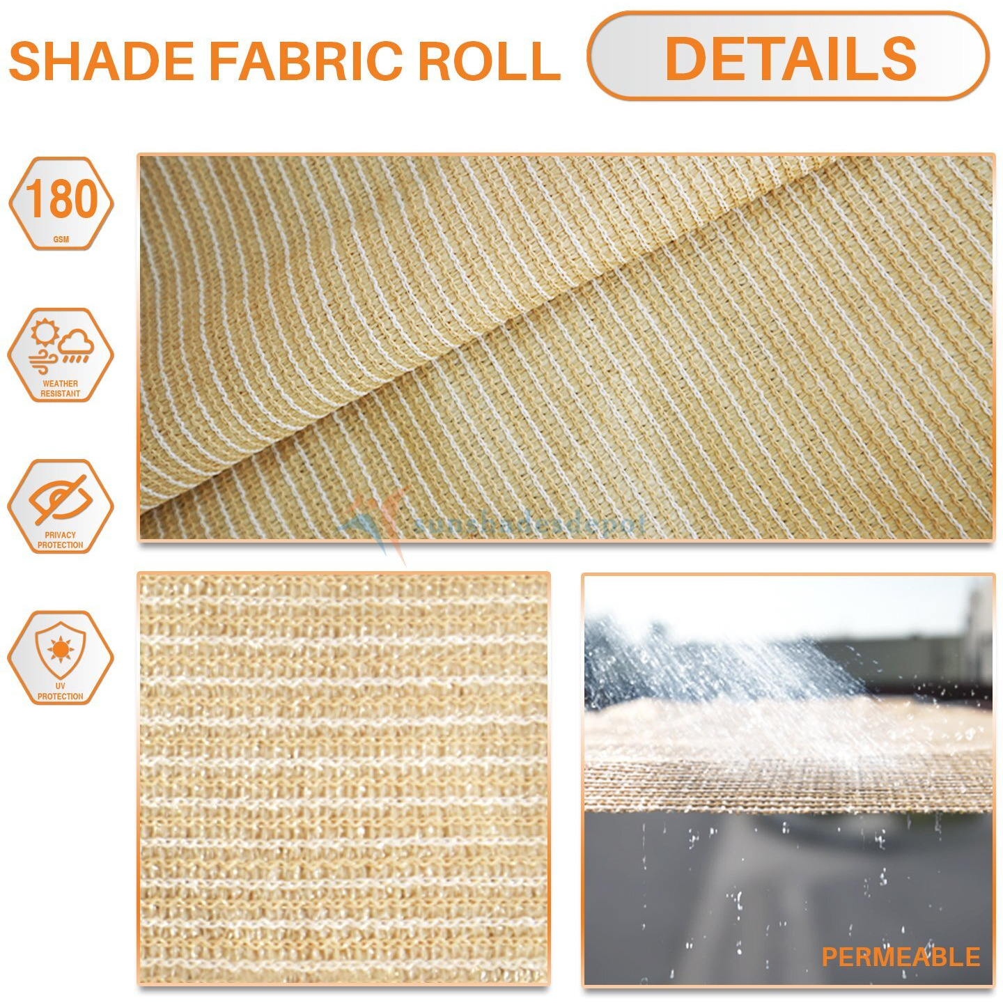 Tang Sunshades Depot 8'X50' Shade Cloth 180 Gsm Hdpe Beige Fabric Roll Up To 95% Blockage U*V Mesh Net For Outdoor Backyard Garden Plant Barn Greenhouse