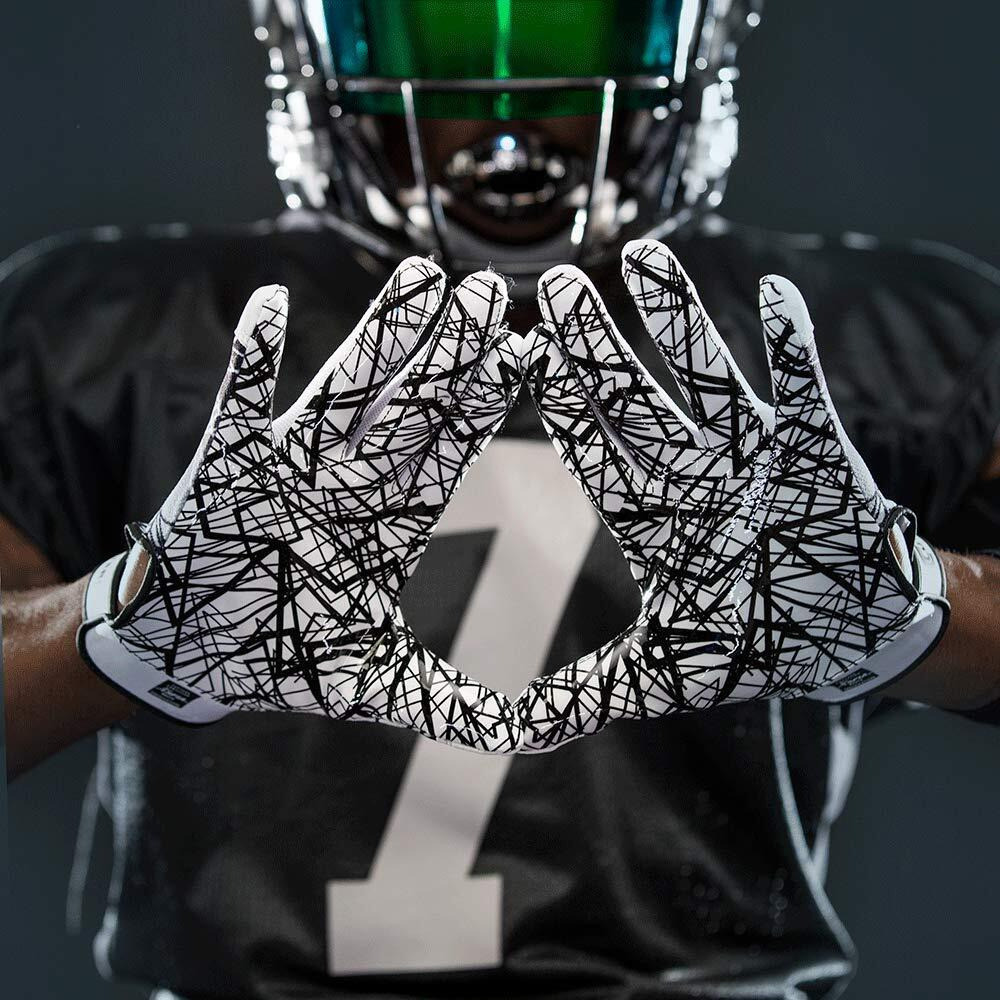 Cutters Game Day No Slip Football Gloves, Youth And Adult Sizes, Receiver Glove With High Tack Silicone Grip, Superior Support And Protection For All Ages, Guantes De Football, 1 Pair, Black