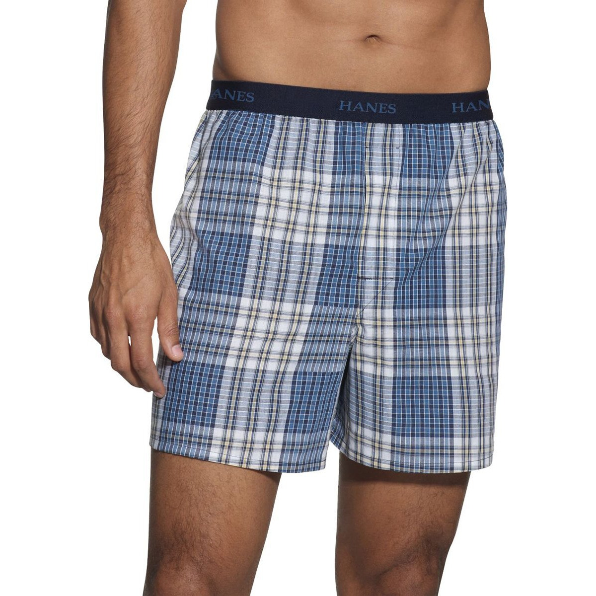 Hanes Ultimate Mens Yarn Dye Exposed Waistband - Multiple Packs And Colors Boxer Shorts, Assorted Plaid 5 Pack, X-Large Us