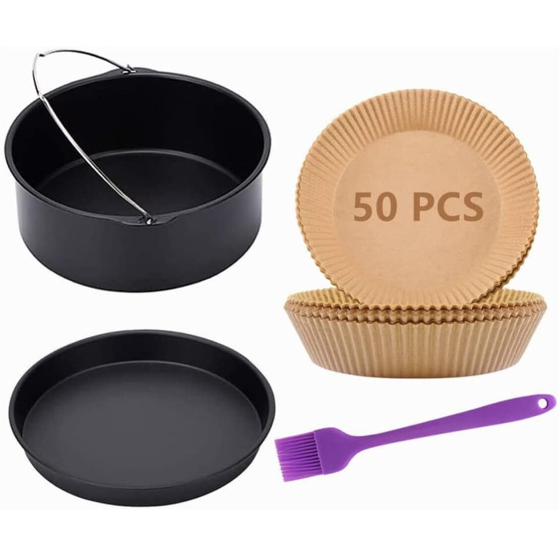 Air Fryer Accessories For Ninja Gowise Cosori Phillips Cozyna Gourmia Zeny, For 5.5/5.8/6.5 Qt With 7 Inch Cake Barrel,Pizza Pan And Nore