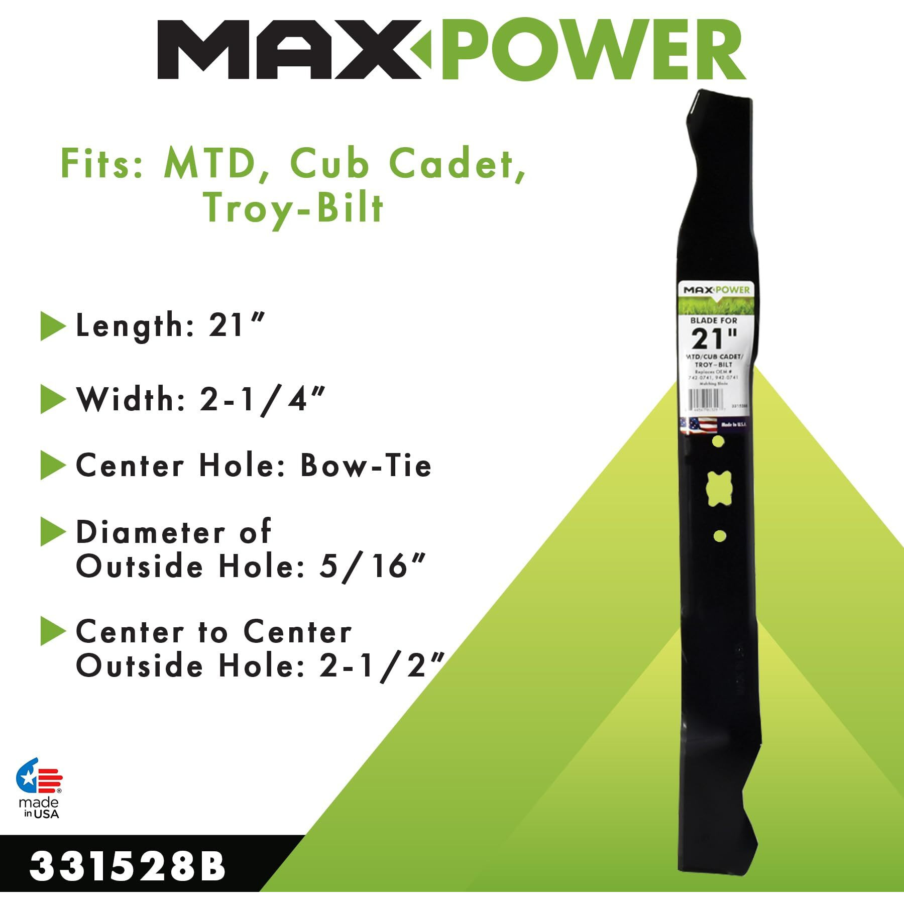 Maxpower 331528B Mulching Blade For 21 Inch Cut Mtd/Cub Cadet/Troy-Bilt Replaces 742-04100, 742-0741, 742-0741A, 942-0741, 942-0741A Black