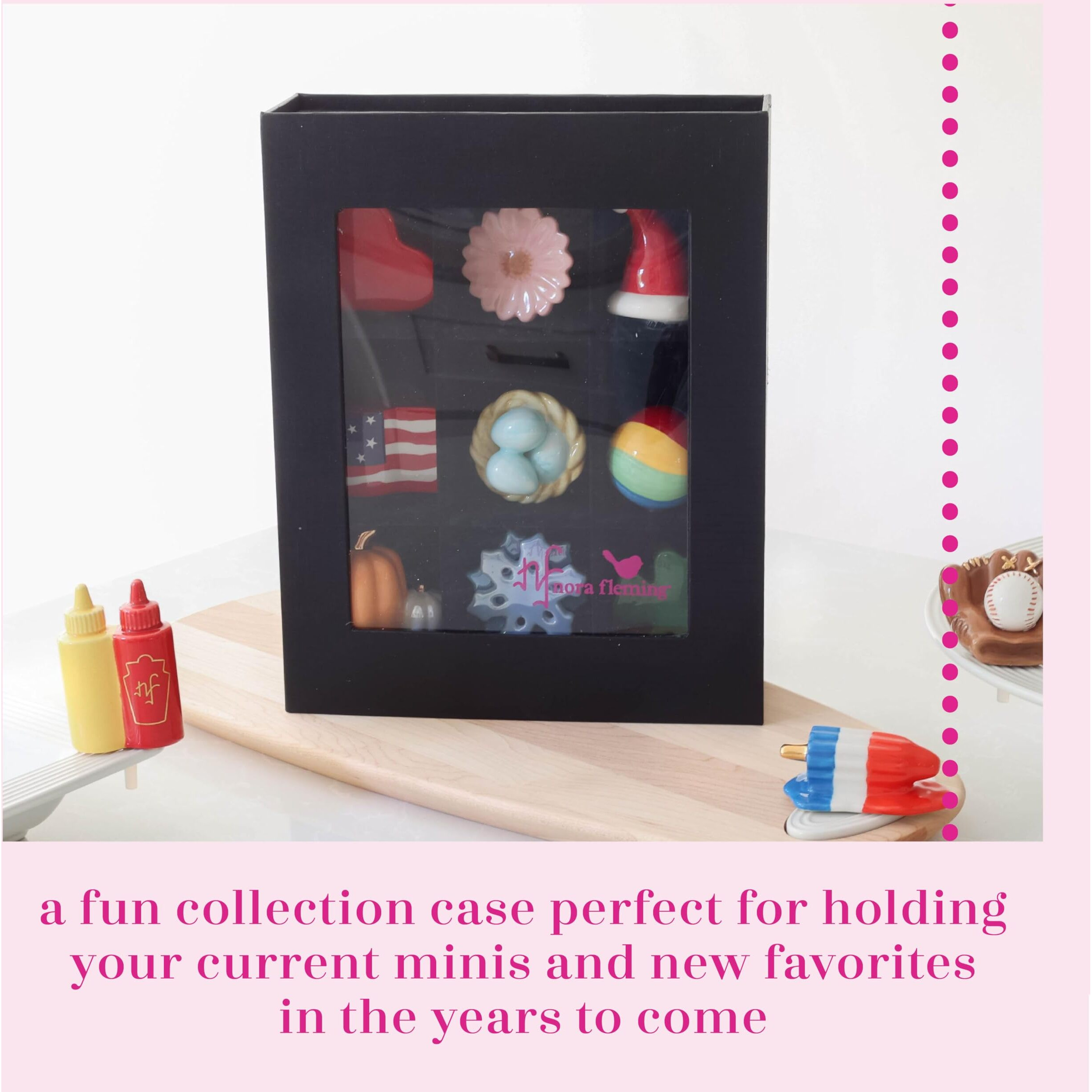 Nora Fleming Display Case For Collectable Minis - Mini Organizer And Storage - Clear Acrylic Front And Durable Frame - Decorative Shadow Box With Sleek Closure - 8"" X 10"" X 3"" - M4