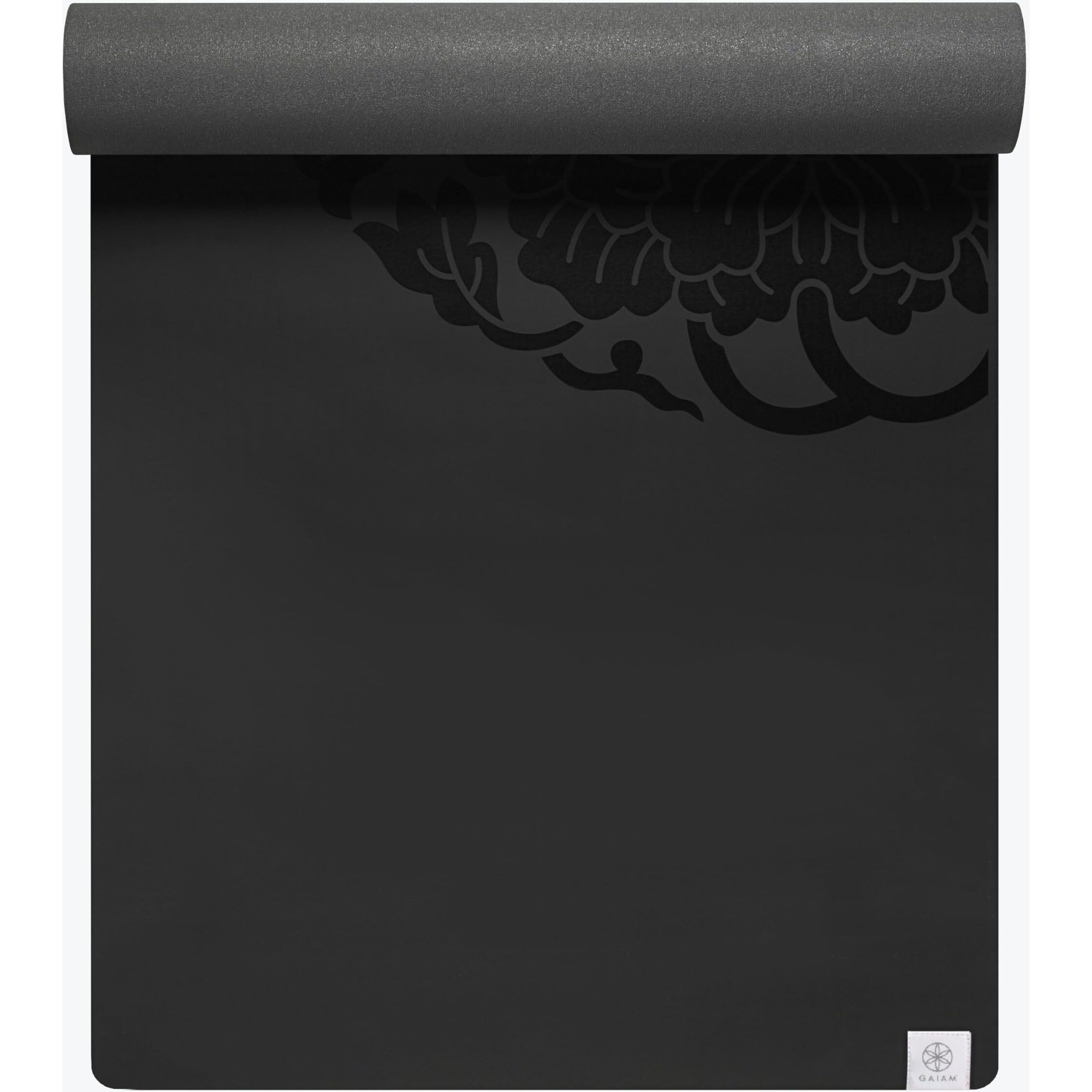 Gaiam Dry-Grip Yoga Mat - 5Mm Thick Non-Slip Exercise & Fitness Mat For Standard Or Hot Yoga, Pilates And Floor Workouts - Cushioned Support, Non-Slip Coat - 68 X 24 Inches - Black