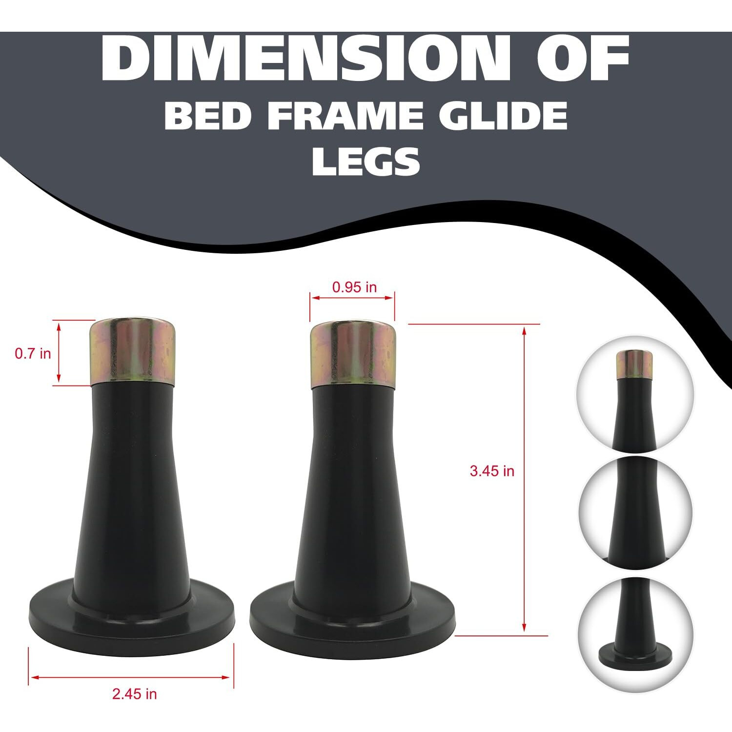 Kings Brand Furniture - Plastic Bed Frame Glide Legs - Bed Frame Leg Feet To Replacement Wheels - Set Of 6