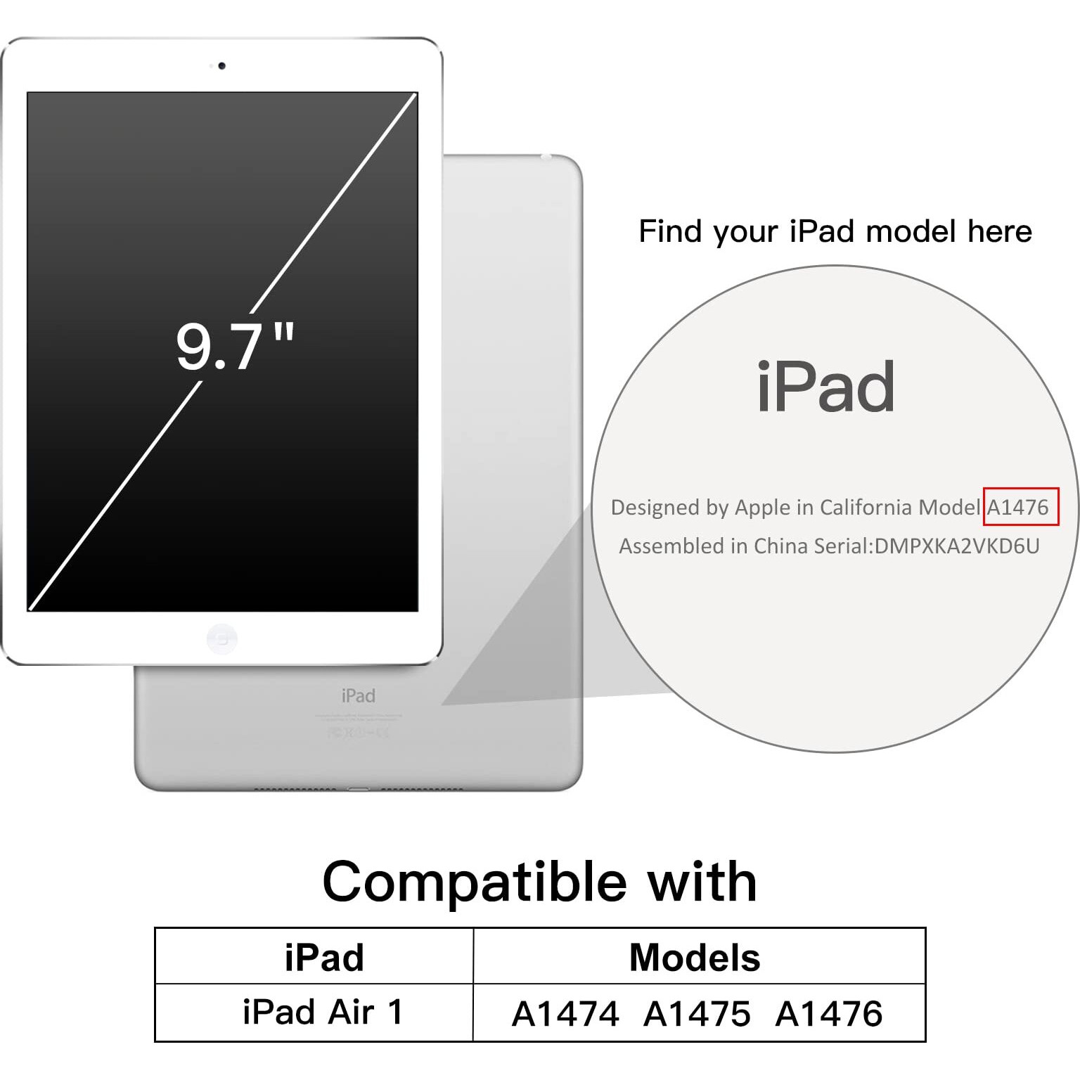 Jetech Case For Ipad Air 1St Edition (Not For Ipad Air 2/3/4/5), 9.7 Inch, Smart Cover With Auto Wake/Sleep (Dark Grey)