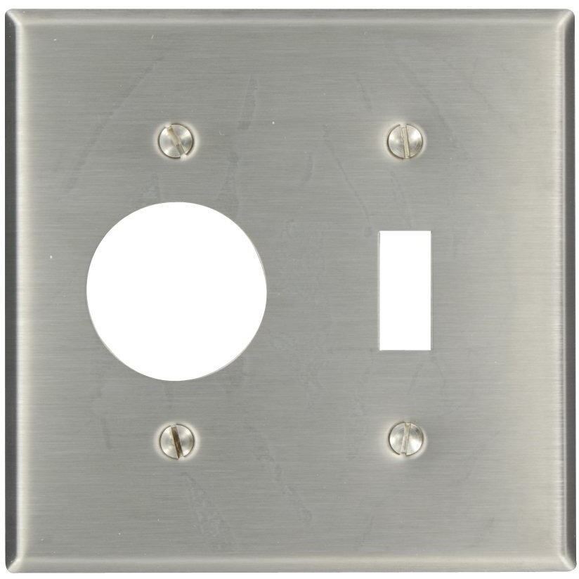 Leviton 84007 2-Gang 1-Toggle 1-Single 1.406-Inch Diameter, Device Combination Wallplate, Device Mount, Stainless Steel