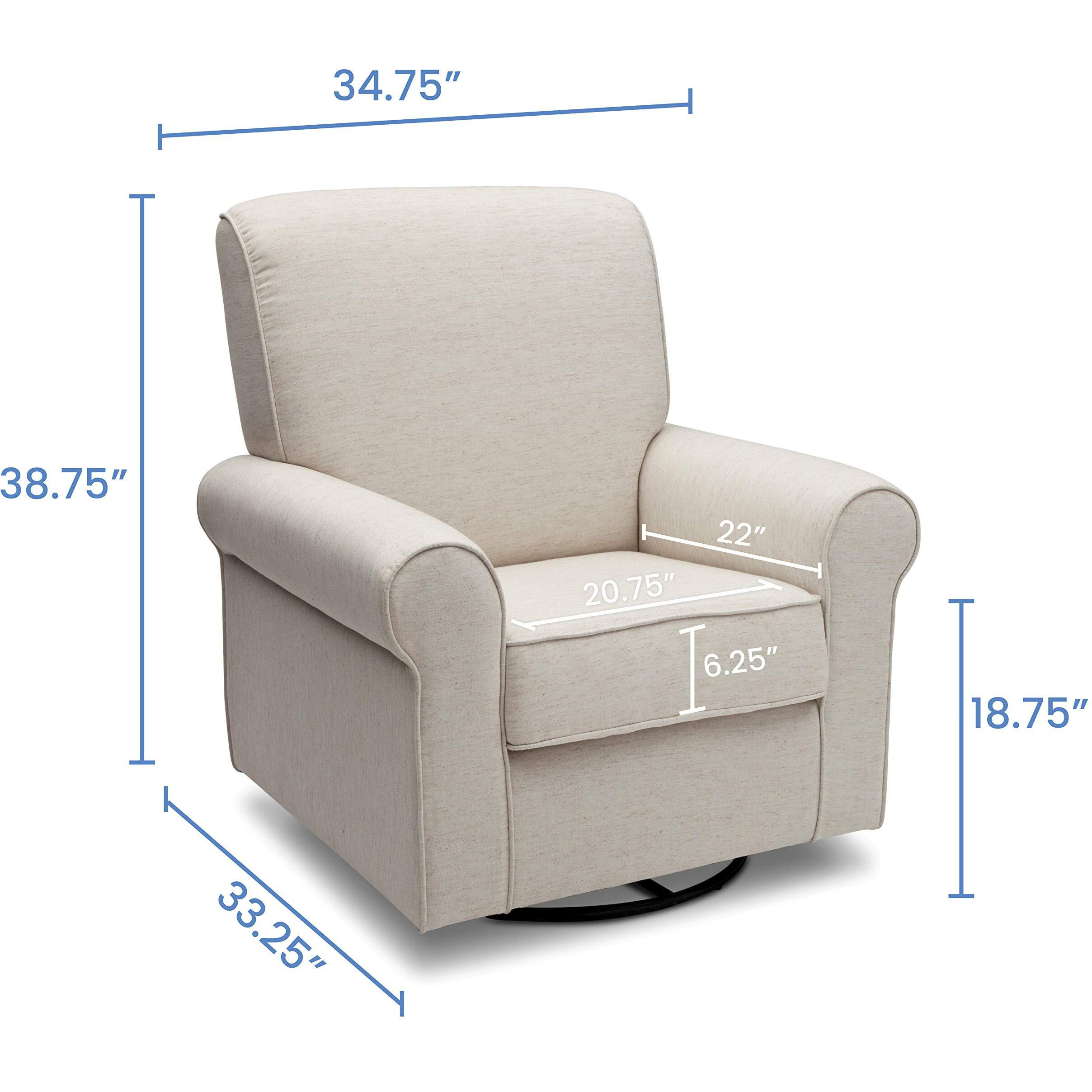 Delta Children Avery Upholstered Glider Swivel Rocker Chair, Metal, Sand