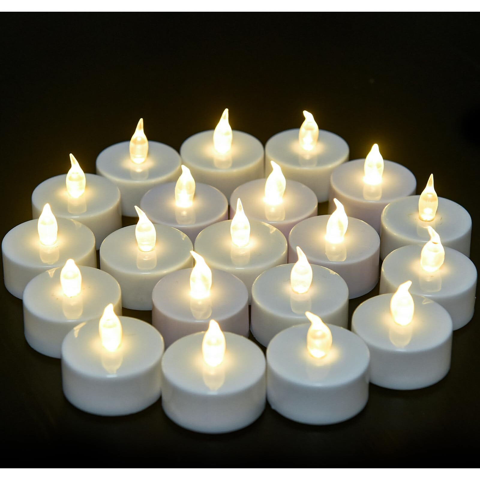 Vetour Flameless Tea Lights Candles - Realistic Led Flickering Operated Tea Lights Steady Battery Tealights Long Lasting Electric Fake Candles In White 24Pcs Decoration For Party And Gifts Ideas