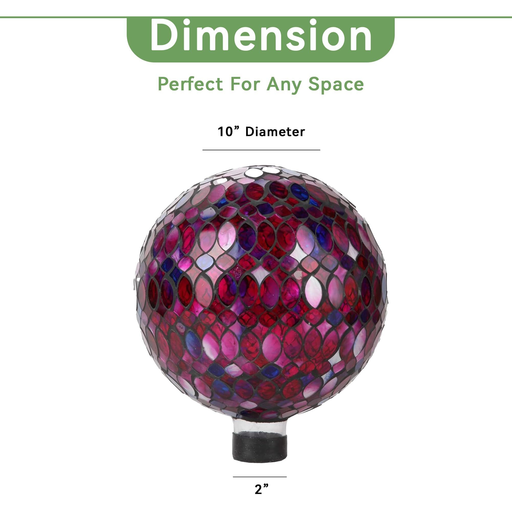 Lily's Home Colorful Mosaic Glass Gazing Ball, Designed With A Stunning Holographic Petal Mosaic Pattern To Bring Color To Any Home And Garden, Red, Blue & Purple (10 Inches Dia.)