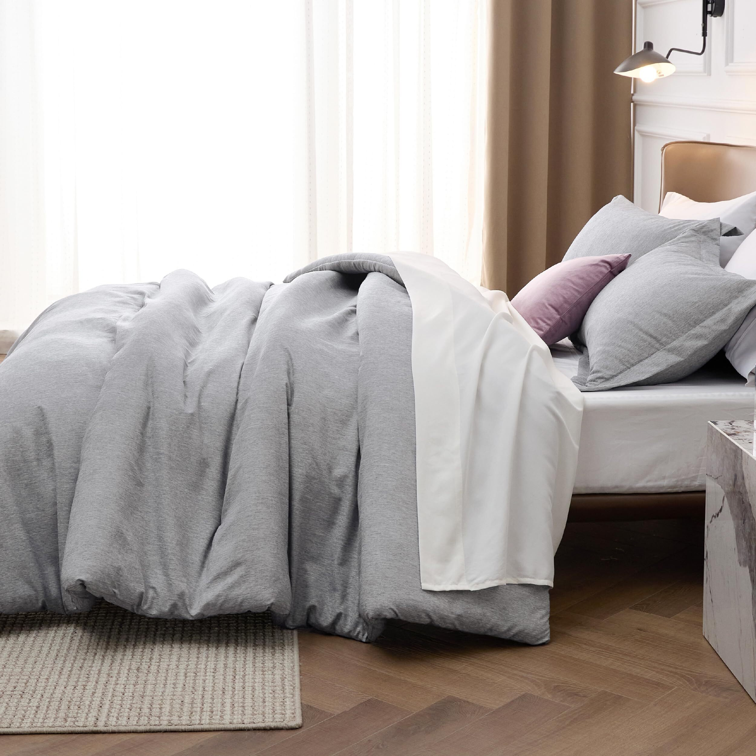 Bedsure California King Comforter Set - Grey Cal King Size Comforter, Soft Bedding For All Seasons, Cationic Dyed Bedding Set, 3 Pieces, 1 Comforter (104"&quotX96"") And 2 Pillow Shams (20"&quotX36""+2"")