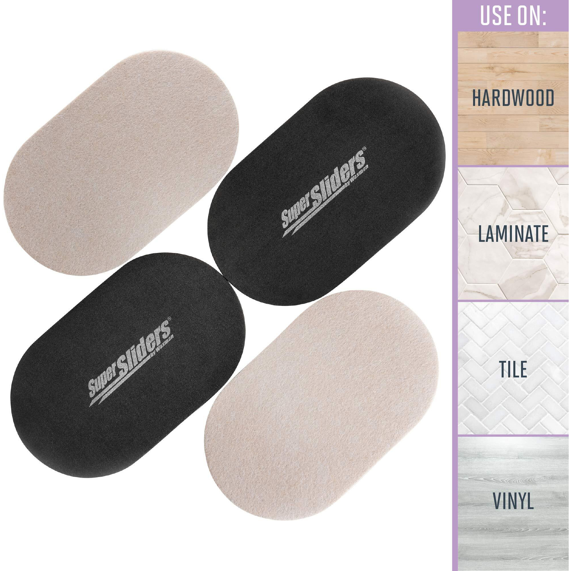 Super Sliders 3 1/2"" X 6"" Oval Reusable Furniture Sliders For Hard Surfaces - Effortless Moving And Surface Protection, Beige (4 Pack)