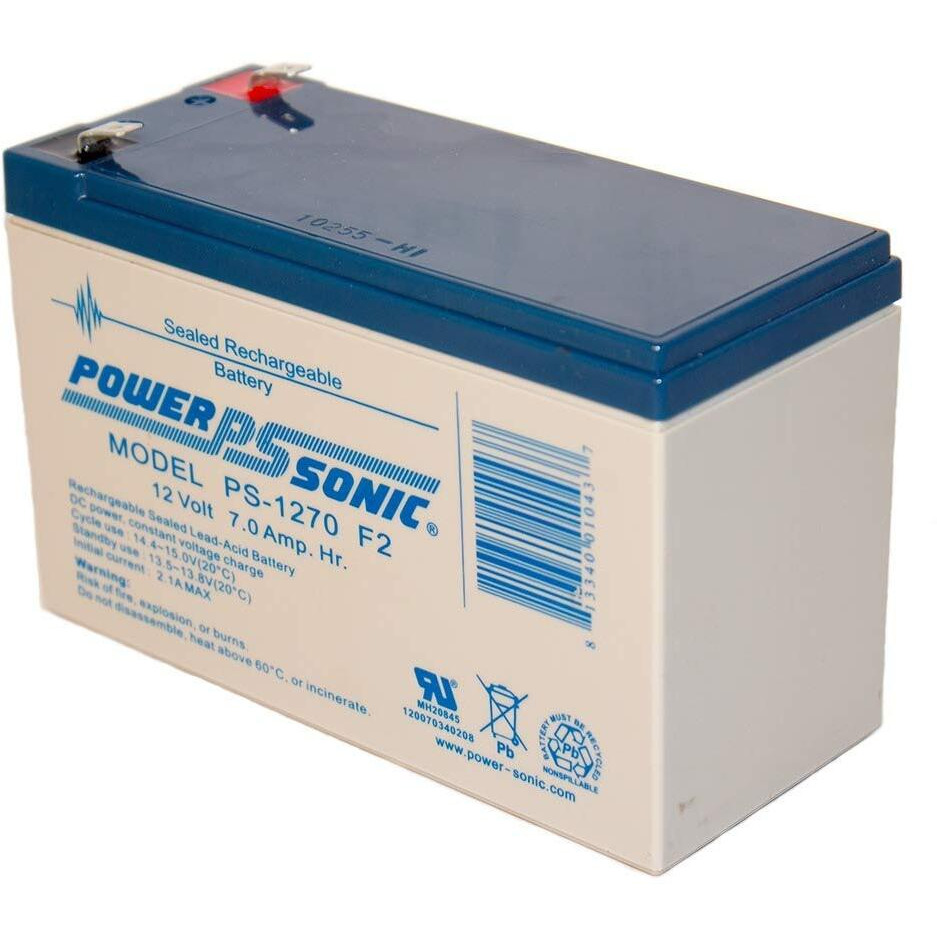 Power-Sonic Rechargeable Sealed Lead Acid Battery Ps-1270 12V 7.0 Ah @ 20-Hr. 12V 6.5 Ah @ 10-Hr