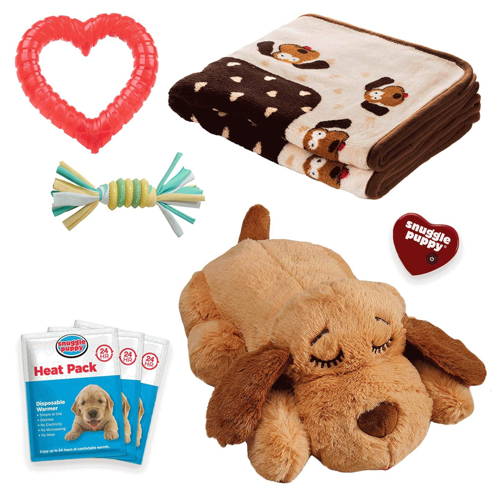 Original Snuggle Puppy Starter Kit With Snuggle Puppy Included. Starter Kit For Anxiety Relief And Calming Aid. Biscuit Coloured Puppy Included And Neutral Toy.