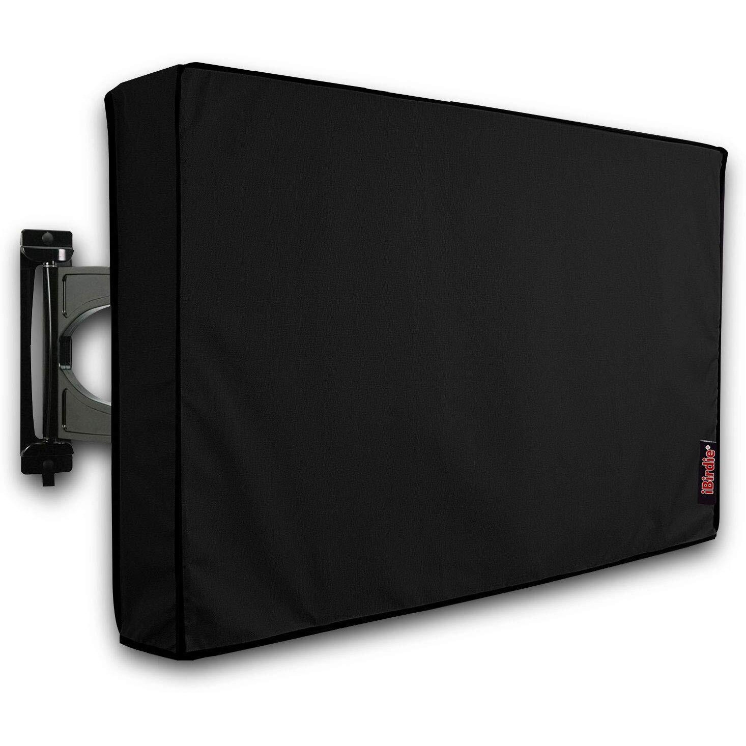 Ibirdie Outdoor Waterproof And Weatherproof Tv Cover For 28 To 32 Inch Outside Flat Screen Tv, Black 600D Thick Fabric Tv Screen Protector With Bottom Cover