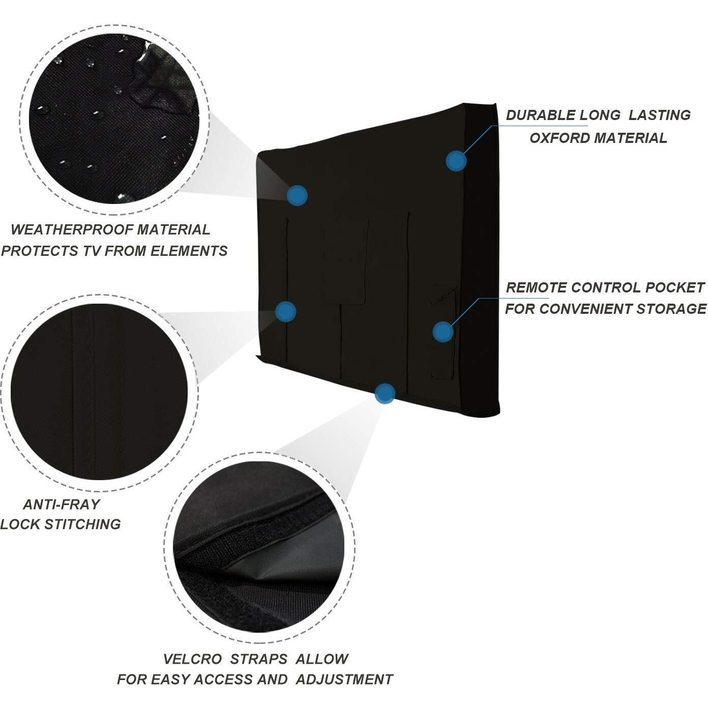 Ibirdie Outdoor Waterproof And Weatherproof Tv Cover For 28 To 32 Inch Outside Flat Screen Tv, Black 600D Thick Fabric Tv Screen Protector With Bottom Cover