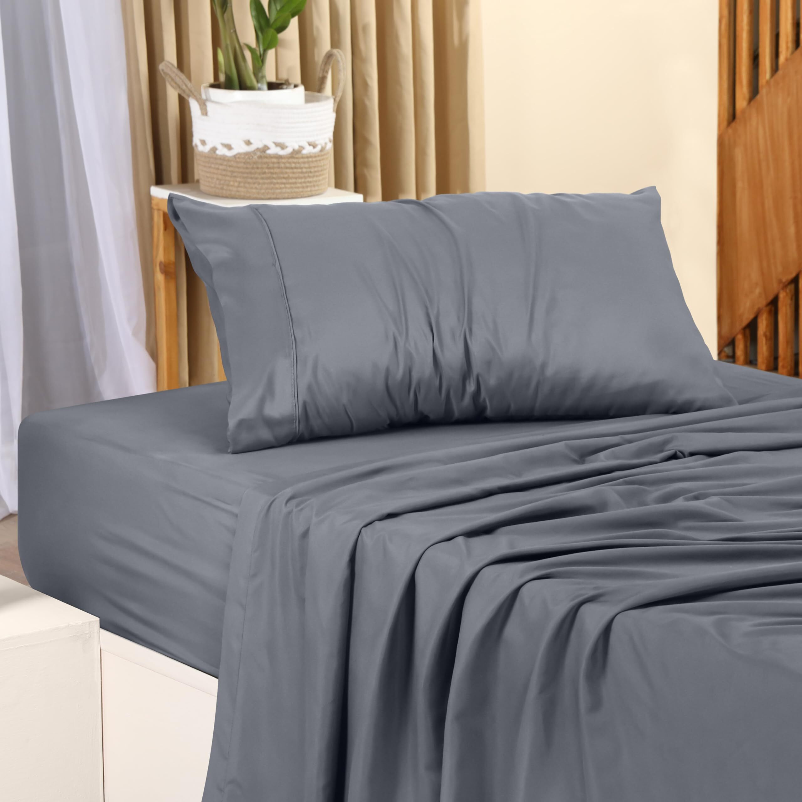 Utopia Bedding Twin Bed Sheets Set - 3 Piece Bedding - Brushed Microfiber - Shrinkage And Fade Resistant - Easy Care (Twin, Grey)