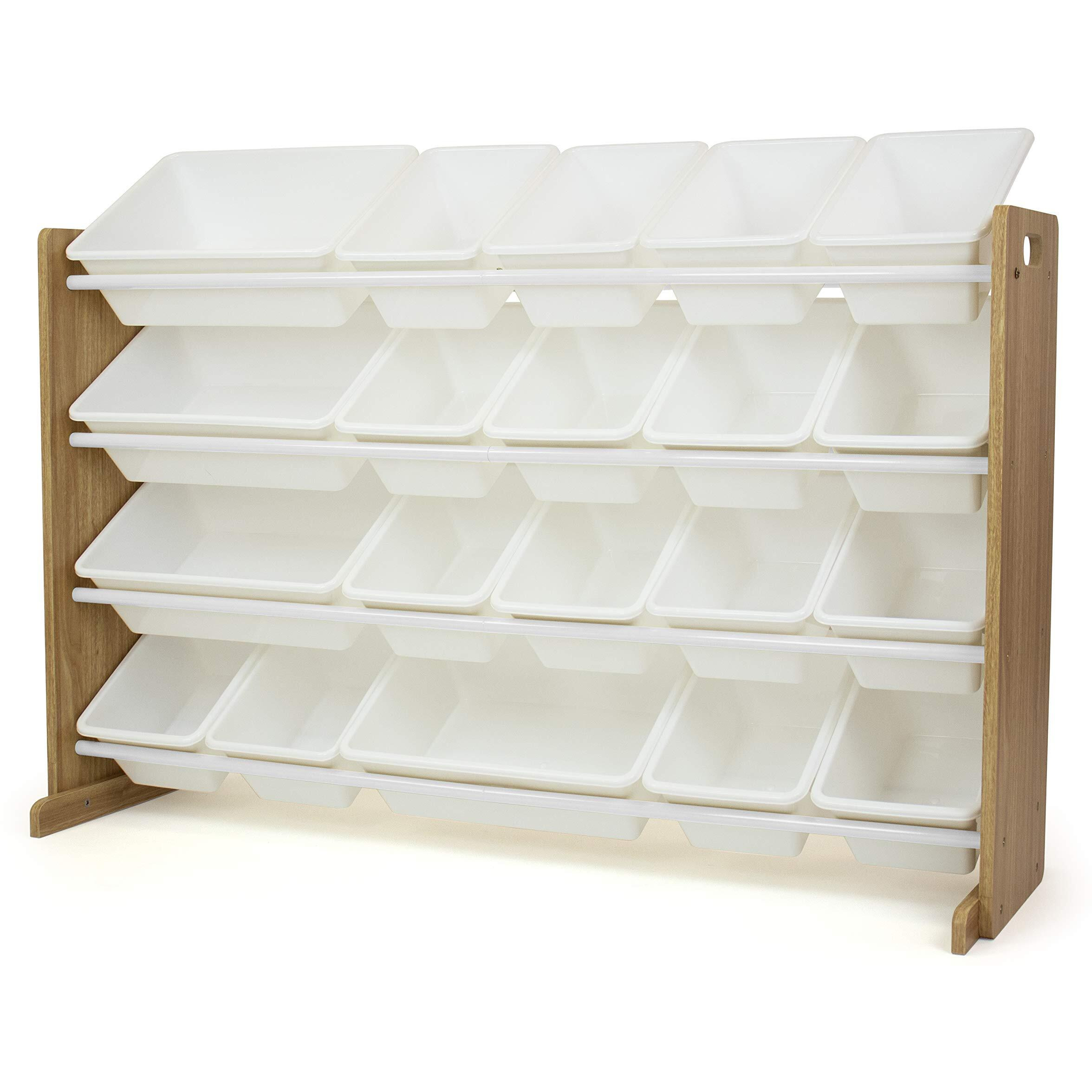 Humble Crew Toy Organizer With 20 Storage Bins, Natural/White