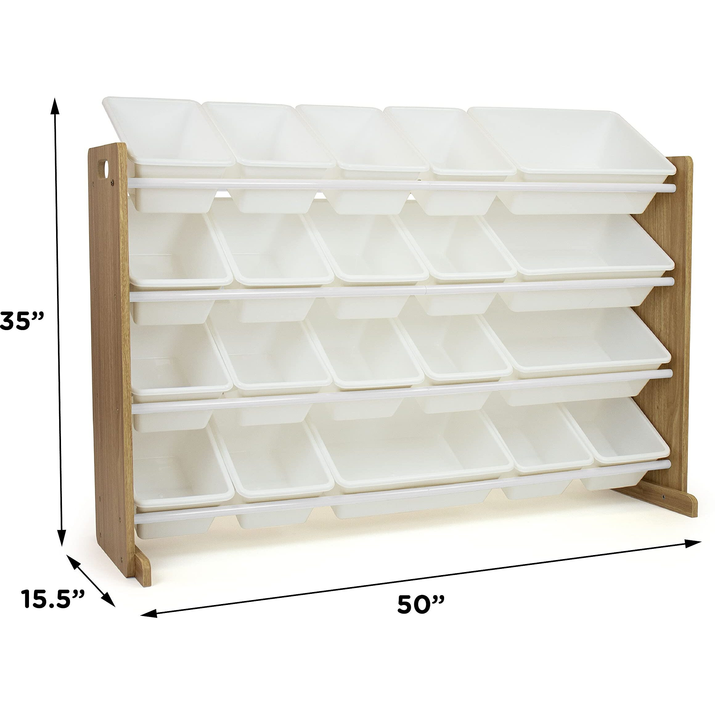 Humble Crew Toy Organizer With 20 Storage Bins, Natural/White