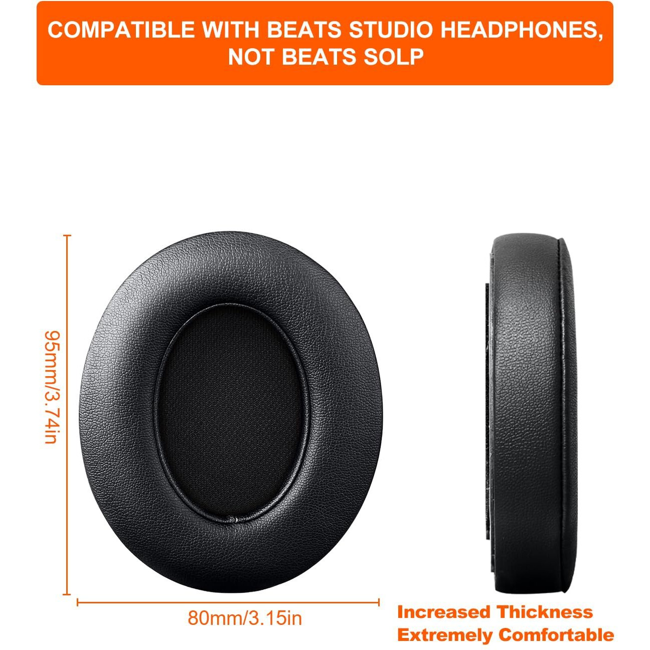F Feych Beats Studio Replacement Earpads For Beats Studio 3 &Beats Studio 2 (B0500/ B0501) 2 Pieces Noise Isolation Comfortable Memory Foam Ear Cushions (Black)