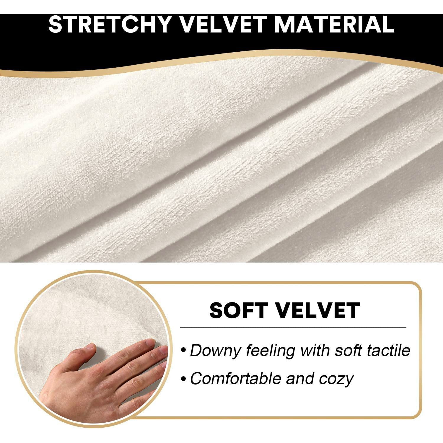 Princedeco Recliner Chair Cover Velvet Stretch Recliner Couch Covers 4-Pieces Style Recliner Chair Covers Recliner Cover For Reclining Chair Slipcovers Feature Non Slip Form Fitted Thick Soft, Ivory