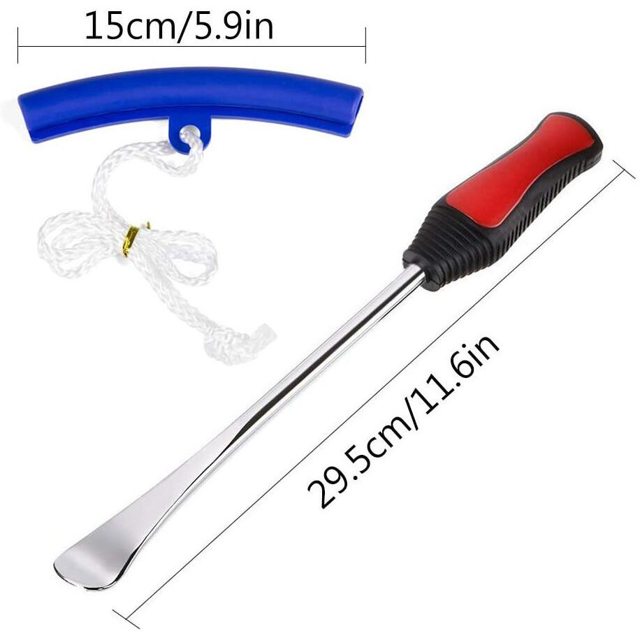 Asooll 11.5"" Tire Spoon Dirt Bike Tire Changing Spoons Tool Lever Steel Spoons Kit For Motorcycle Atv Lawn Mower | With 1 Portable Bag + 3 Tire Spoons+ 6 Rim Protectors + 6 Valve Cores + 1 Valve