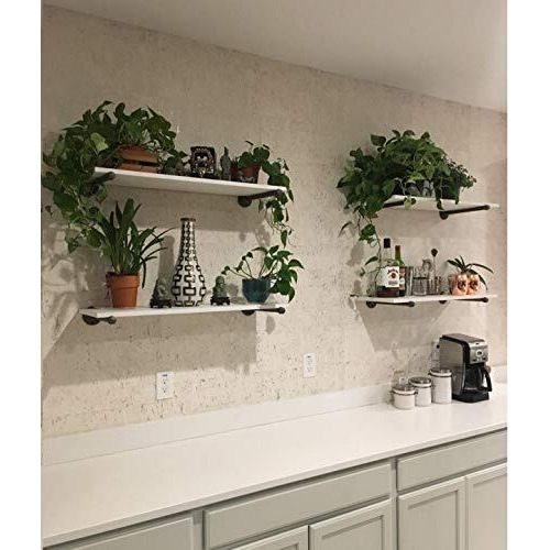 Industrial Black Iron Pipe Shelf Brackets 10 Inch Clothing Rack Set Of 6,Heavy Duty Industrial Pipe Decor Floating Shelf Brackets,Garment Rack, Coated Finish.Hardware Included